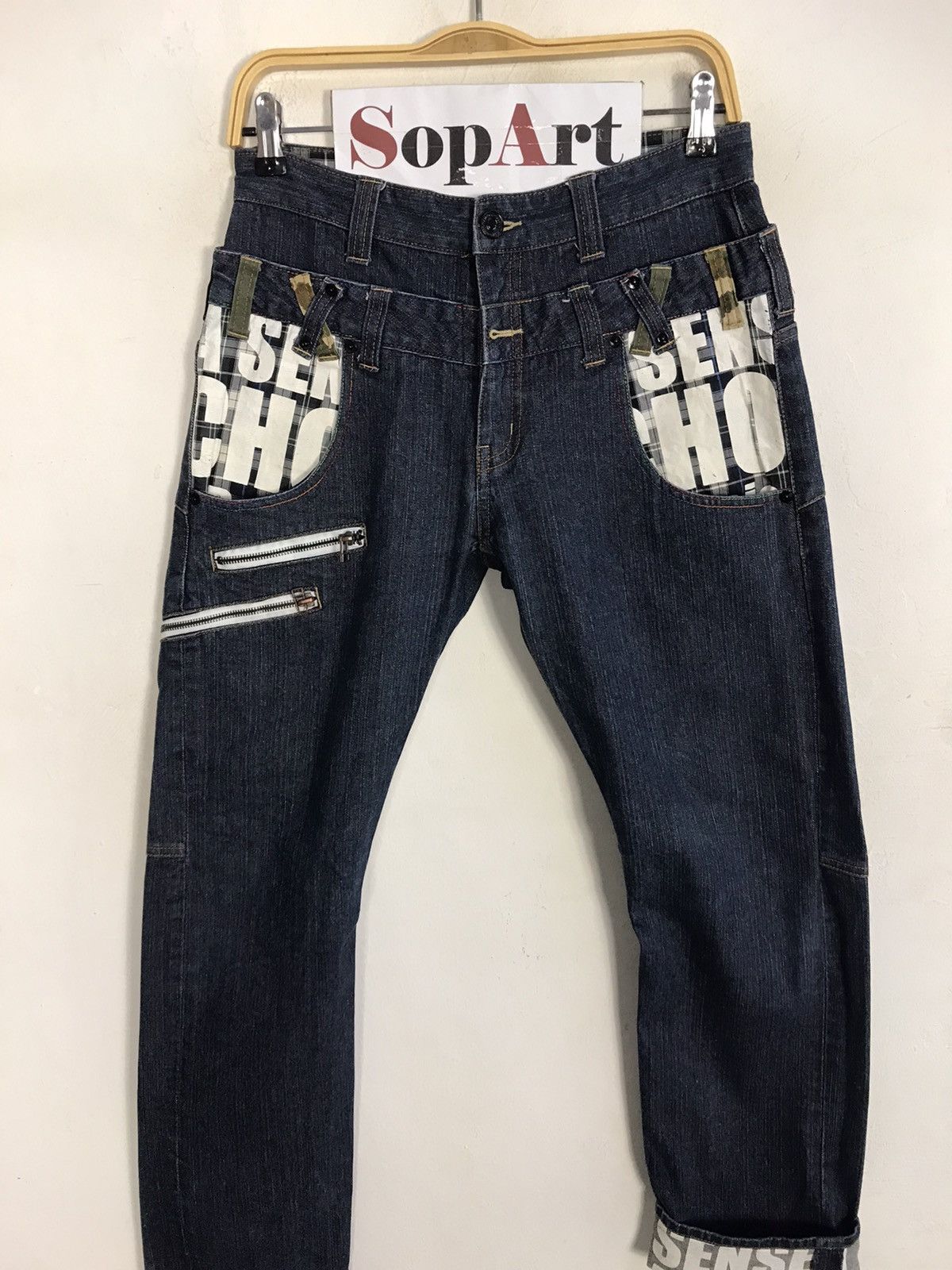 Japanese Brand × Jean × Vintage Double Waist Dominate Hickory Pocket Vtg Japan Denim Jeans Size US 29 - 3 Thumbnail
