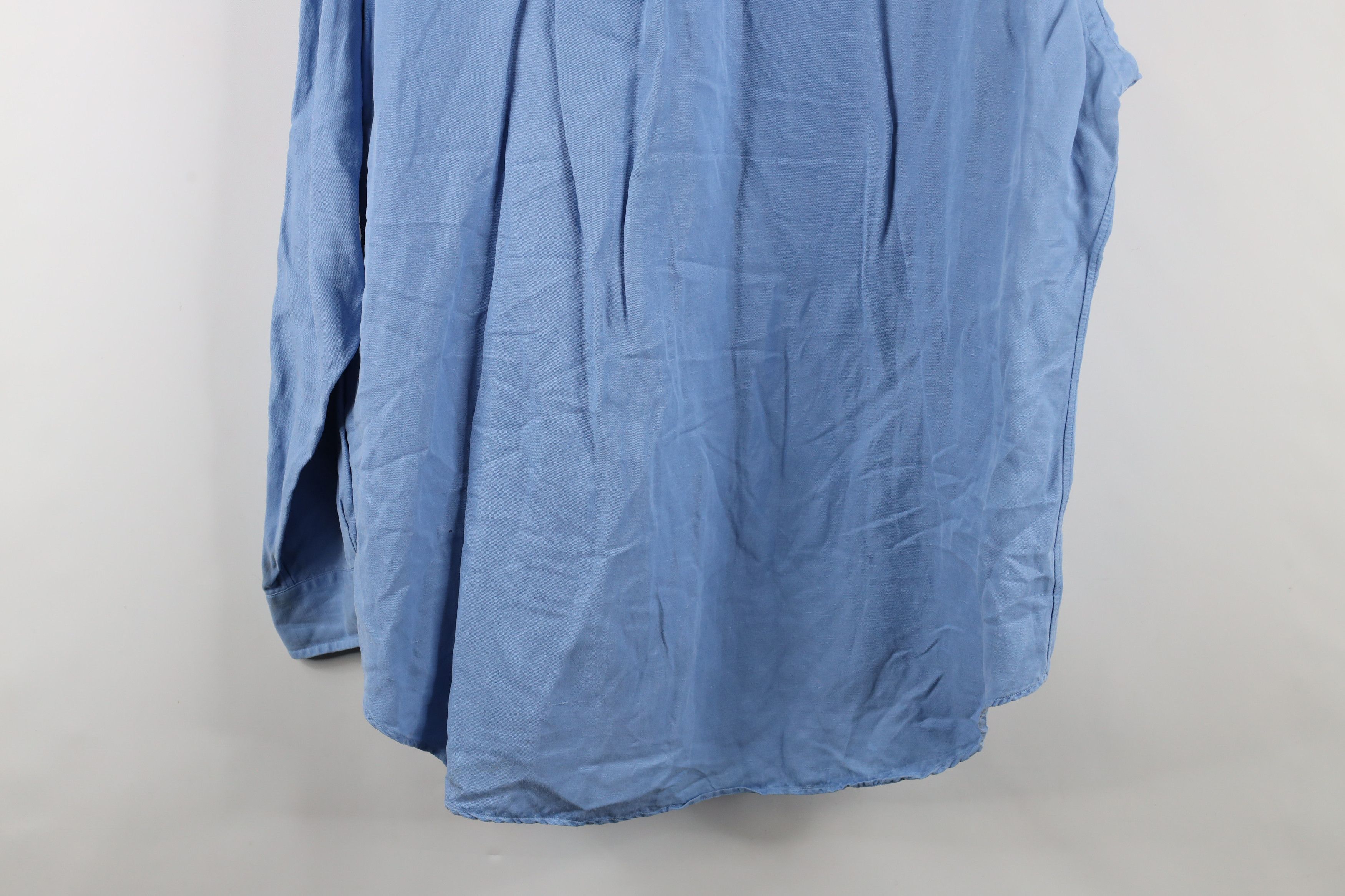 Polo Ralph Lauren Vintage 90s Ralph Lauren Silk Linen Button Down Shirt Blue Size US L / EU 52-54 / 3 - 12 Thumbnail