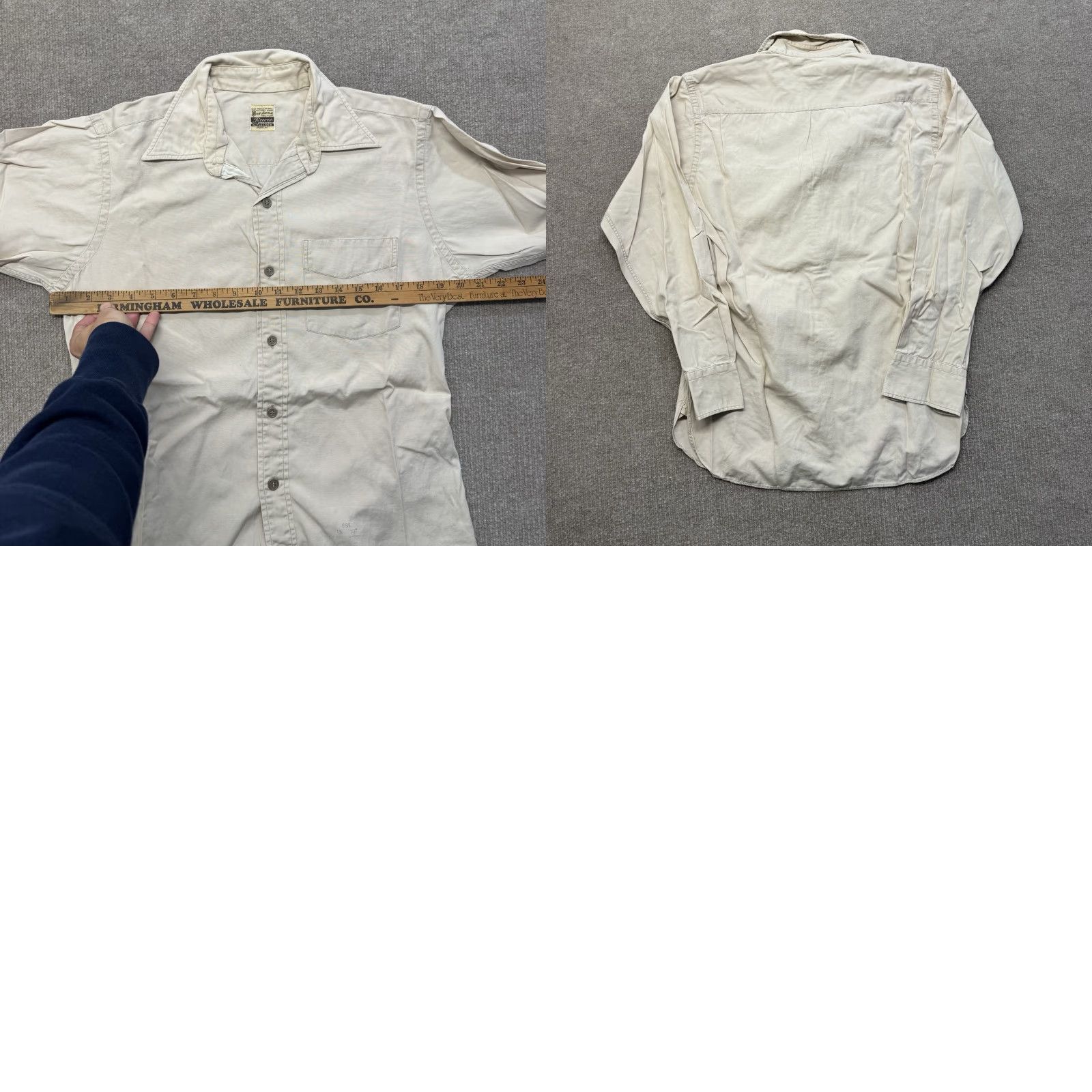 Vintage VINTAGE Reeves Work Shirt Men M Beige Cotton Sanforized 50s 40s Button-Front Long Sleeve Size US M / EU 48-50 / 2 - 8 Thumbnail
