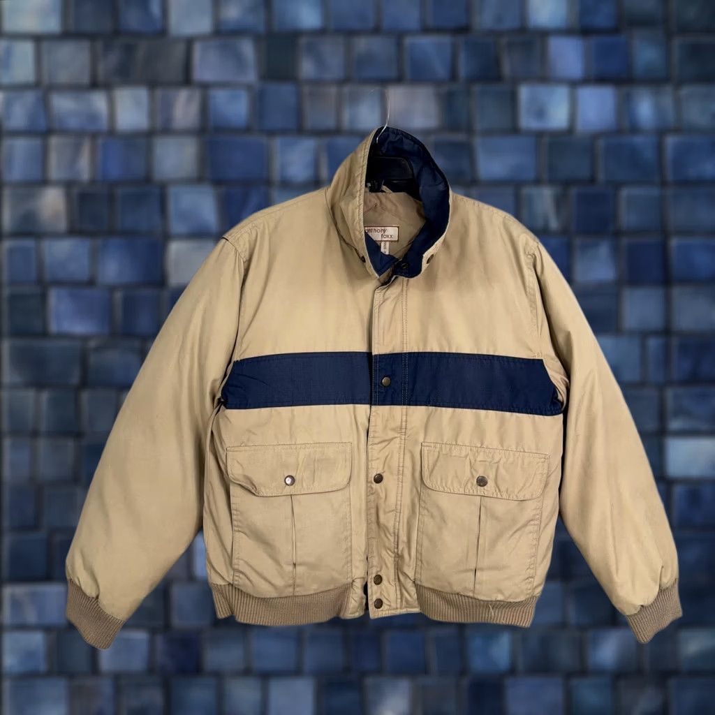 Vintage VINTAGE Anthony Foxx Jacket Mens Medium Beige Down Bomber Striped Puffer Coat Size US M / EU 48-50 / 2 - 1 Thumbnail