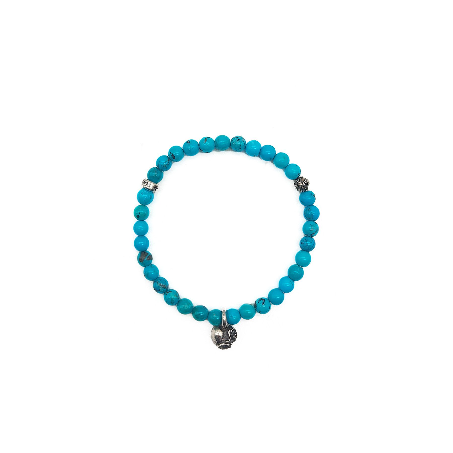 Chrome Hearts Chrome Hearts 6mm Turquoise 3 Silver Beaded Bracelet Size ONE SIZE - 1 Thumbnail