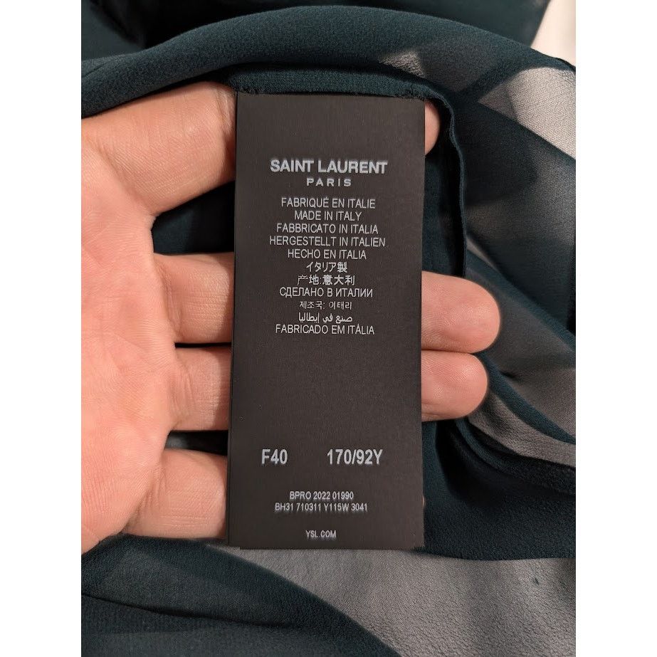 Saint Laurent Paris o1rshd1 Crepee De Soie Blouse in Canard Size M / US 6-8 / IT 42-44 - 13 Thumbnail
