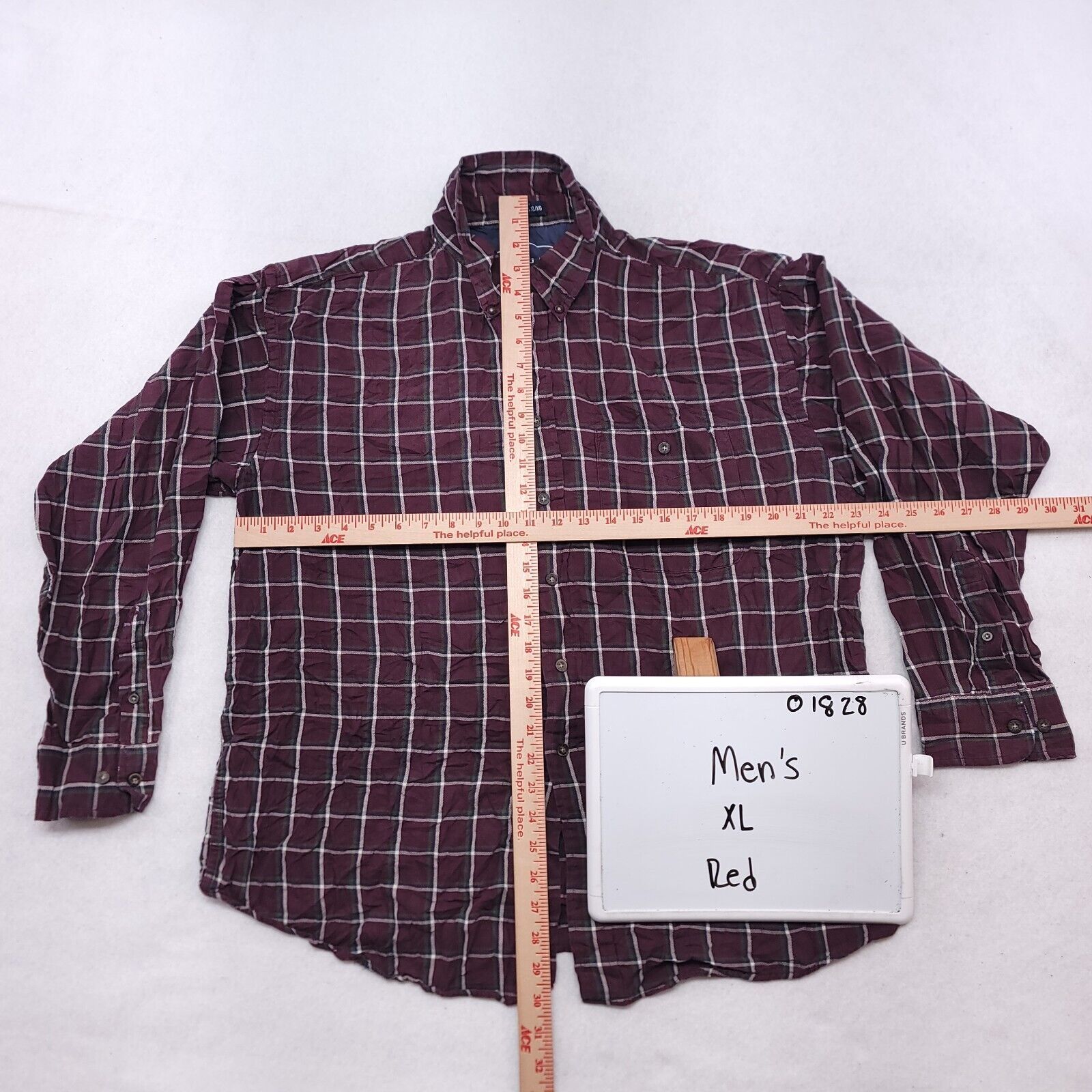 Haggar Haggar Windowpane Flannel Button Up Shirt Mens Size XL Red Size US XL / EU 56 / 4 - 4 Thumbnail