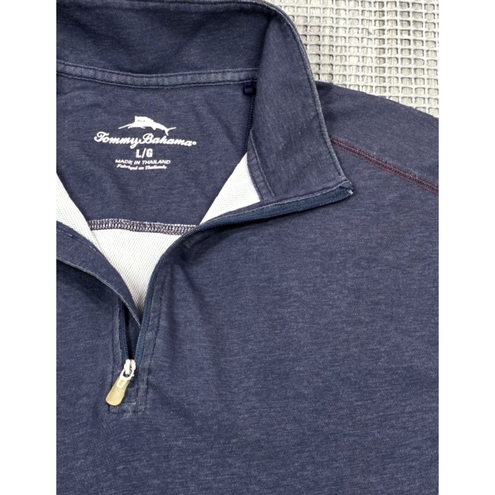 Tommy Bahama Tommy Bahama Polo Shirt L Blue 1/4 Zip Long-Sleeve Knit Stretch Regular Mens Size US L / EU 52-54 / 3 - 3 Thumbnail