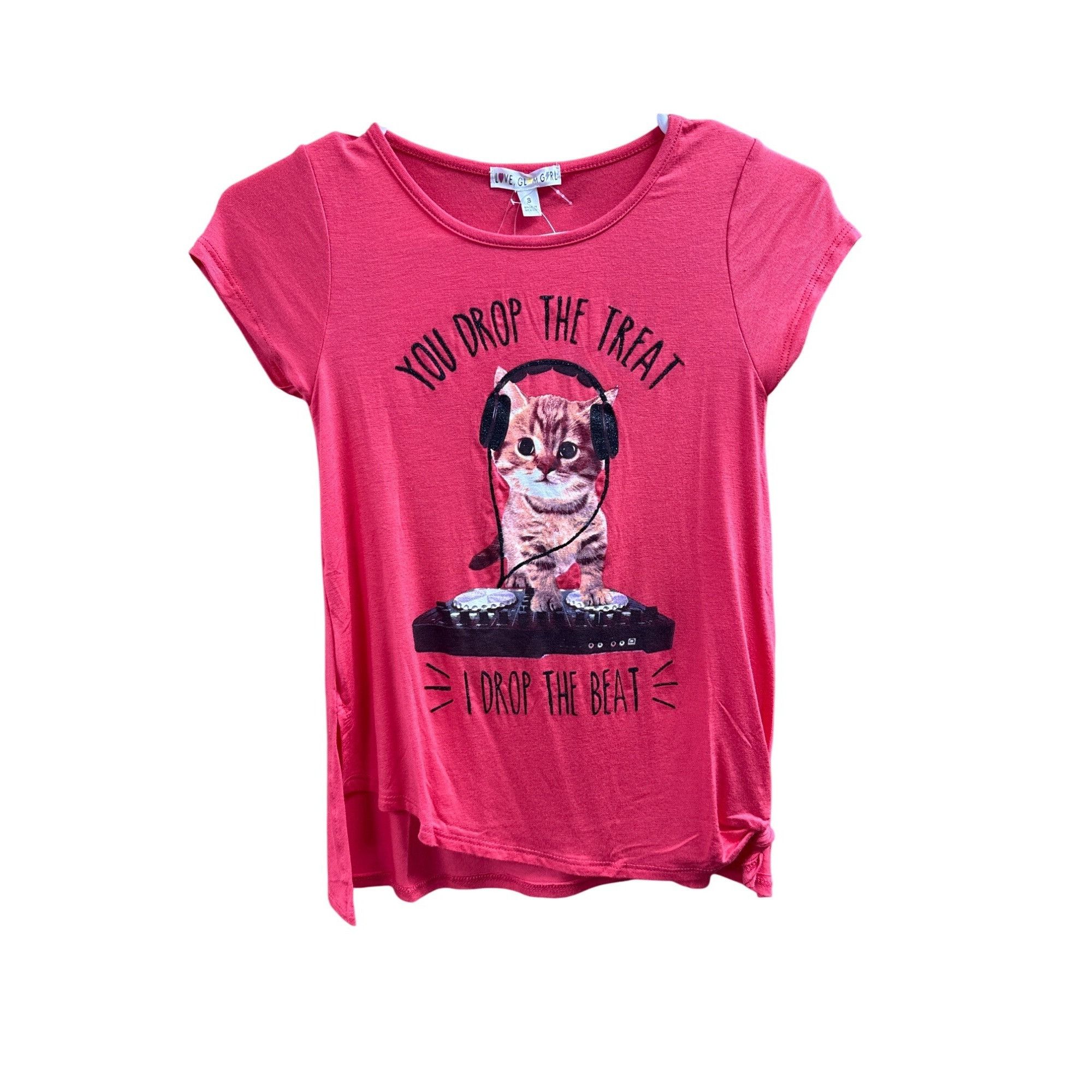 Other I Love Glam Girl Cat DJ Graphic Tee Small "You drop the Trea Size S / US 4 / IT 40 - 2 Thumbnail