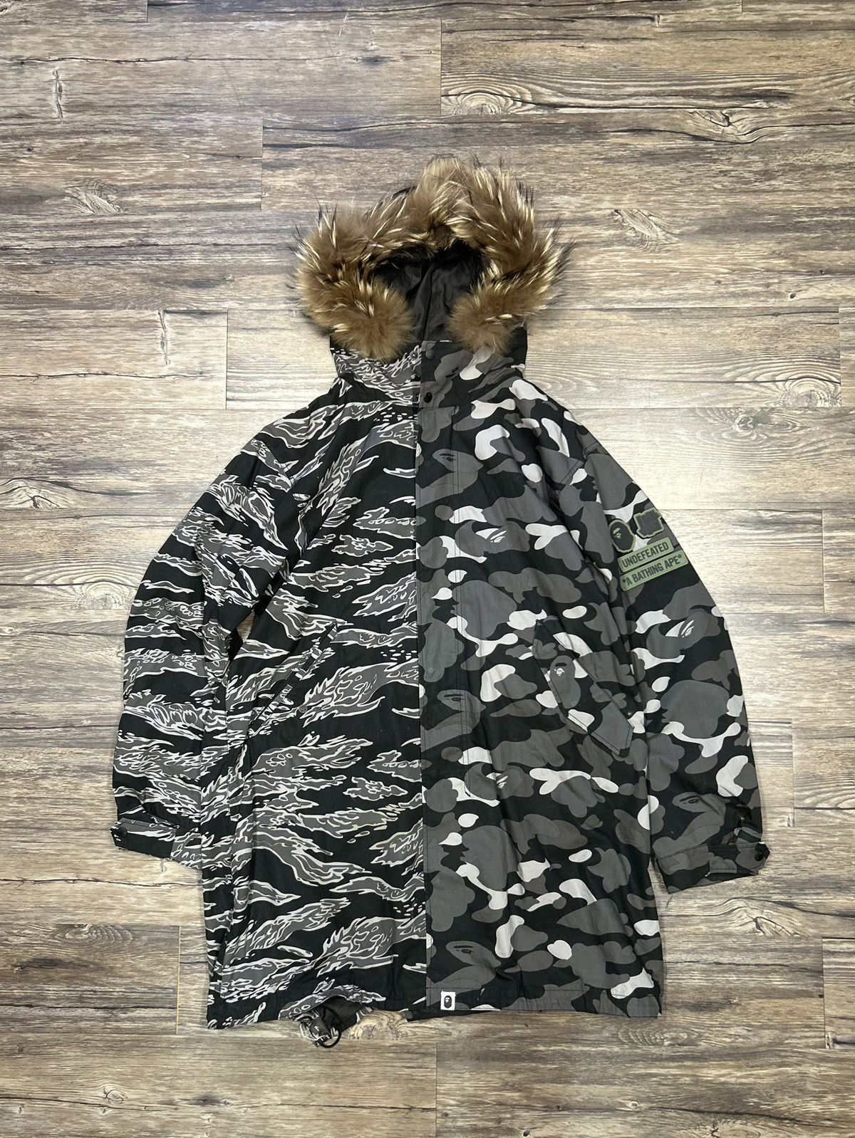 Bape Undefeated Bape x Undefeated Camo Fur Parka Grailed