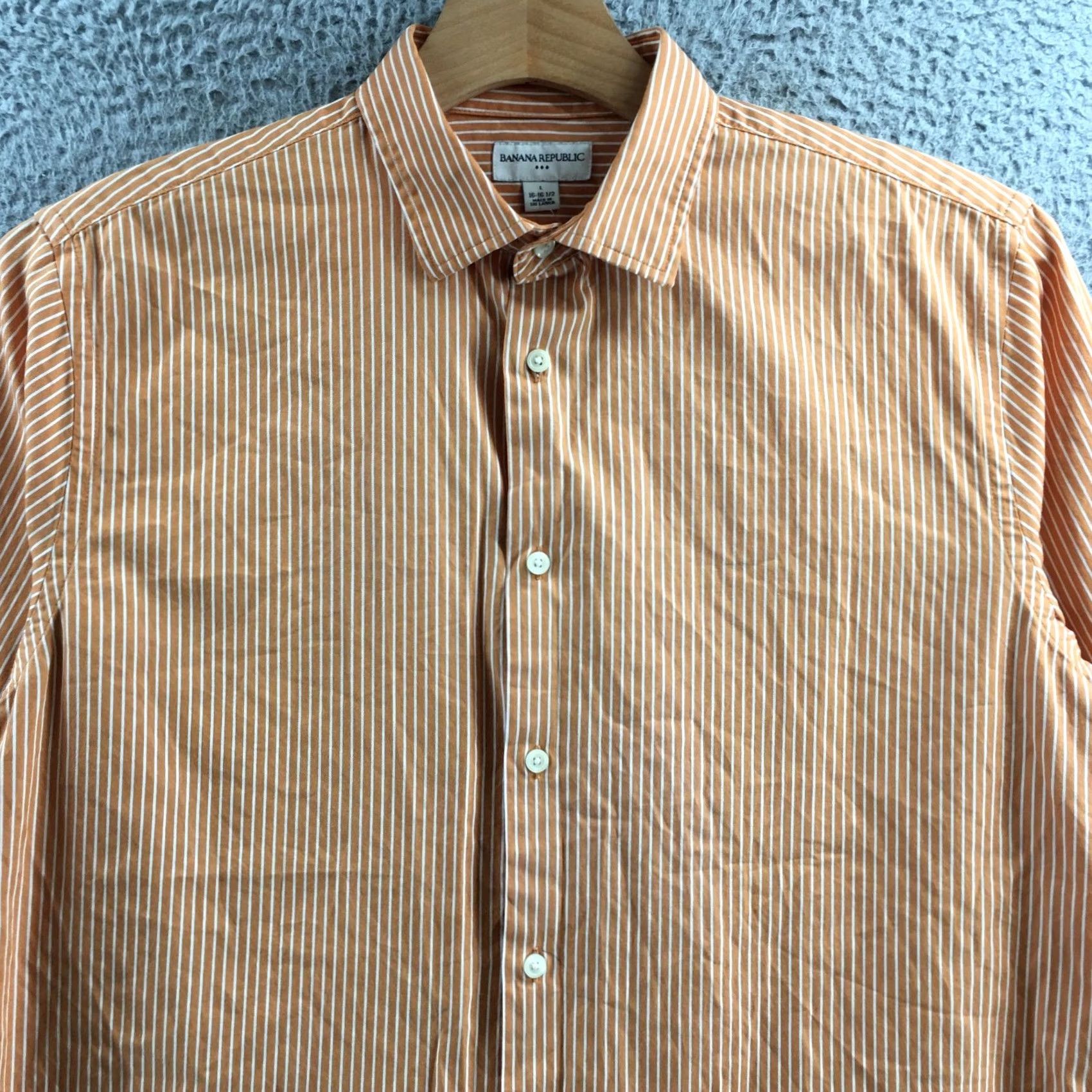 Banana Republic Banana Republic Button Up Shirt Men L Orange Striped Cotton Long Sleeve Collared Size US L / EU 52-54 / 3 - 2 Thumbnail