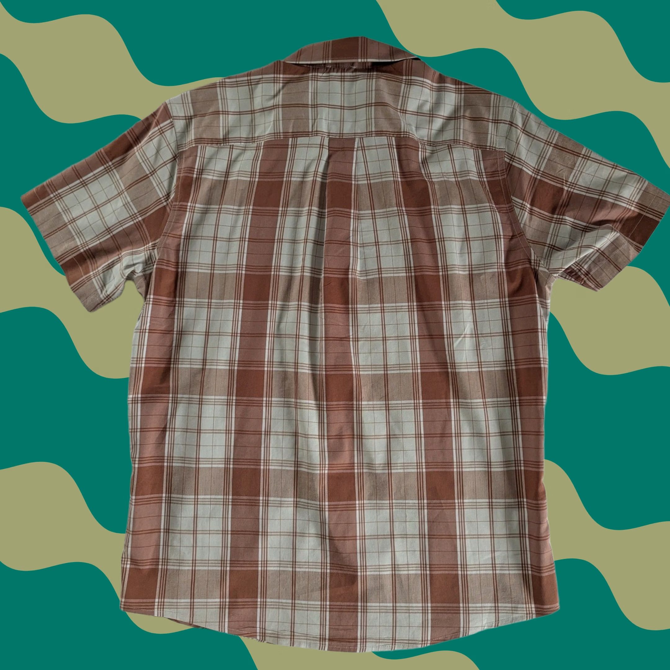 Eddie Bauer Eddie Bauer Mens Classic Fit Plaid Short Sleeve Button Up Shirt M Beige Cotton Blend Pocket Casual Summer/Spring Mens Size US M / EU 48-50 / 2 - 1 Thumbnail