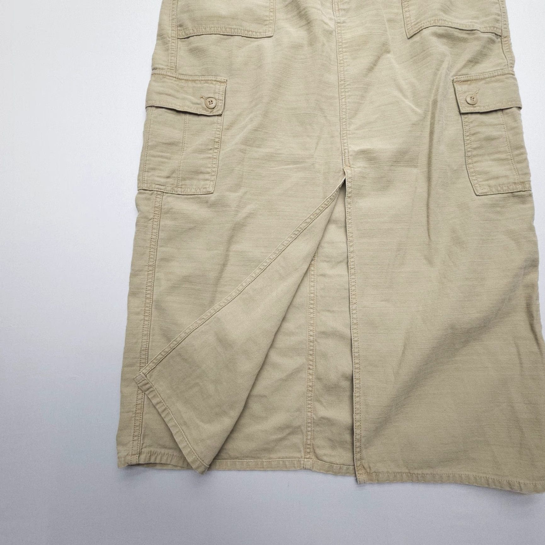 Levi's VINTAGE Levi's Levi's Strauss Maxi Cargo Skirt Womens 16 Tan Front Slit Long Y2K 2000's Size 38" / US 16 / IT 52 - 5 Thumbnail