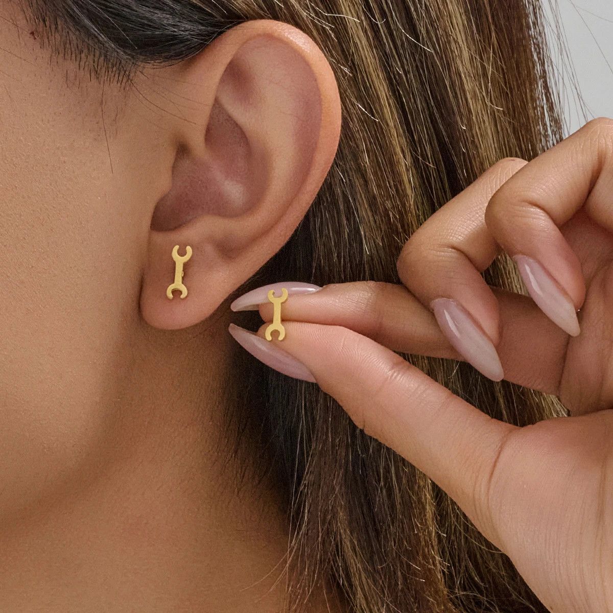 Jewelry Mini Wrench Stud Earrings Charm Earring Gift Size ONE SIZE - 1 Thumbnail