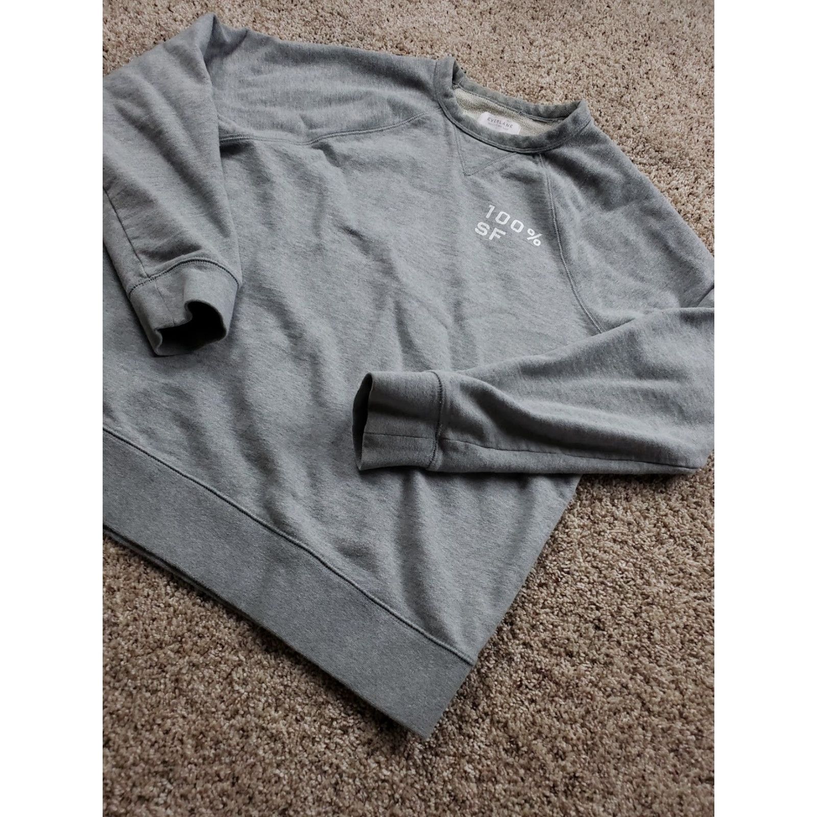 Everlane Everlane Sweatshirt Mens Large Gray 100% SF Crewneck Pullover Cotton Minimalist Knit Graphic Print Logo Casual Sleeves Long Sleeve Raglan Size US L / EU 52-54 / 3 - 2 Thumbnail