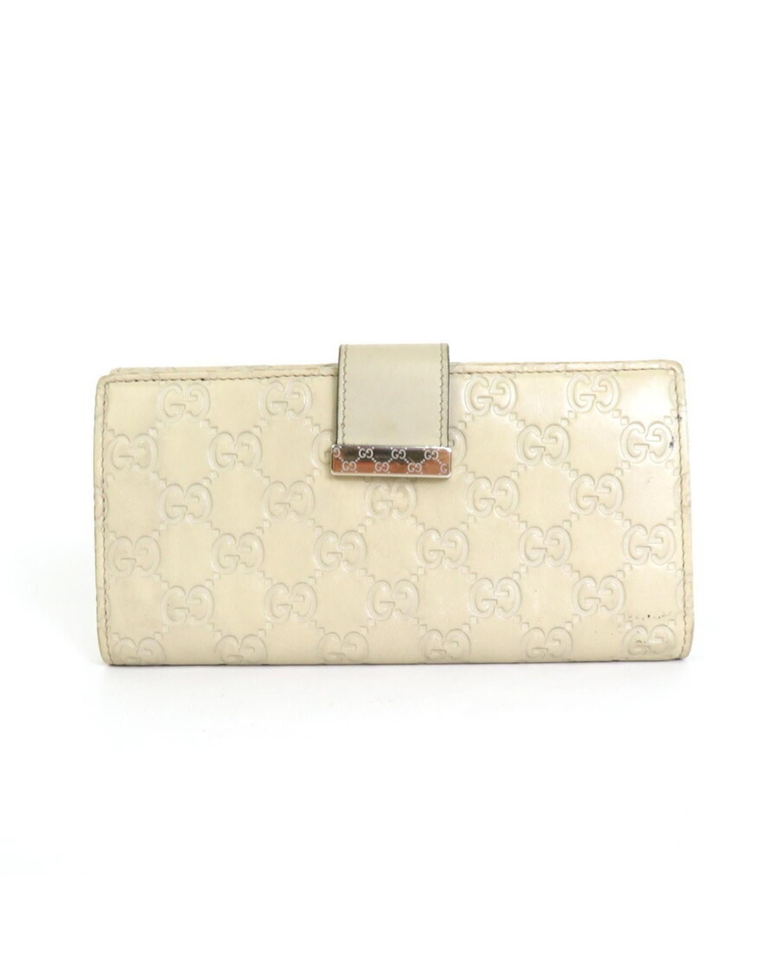 image of Stylish Gucci Long Bill Wallet - Beige Leather Good Condition, Women's