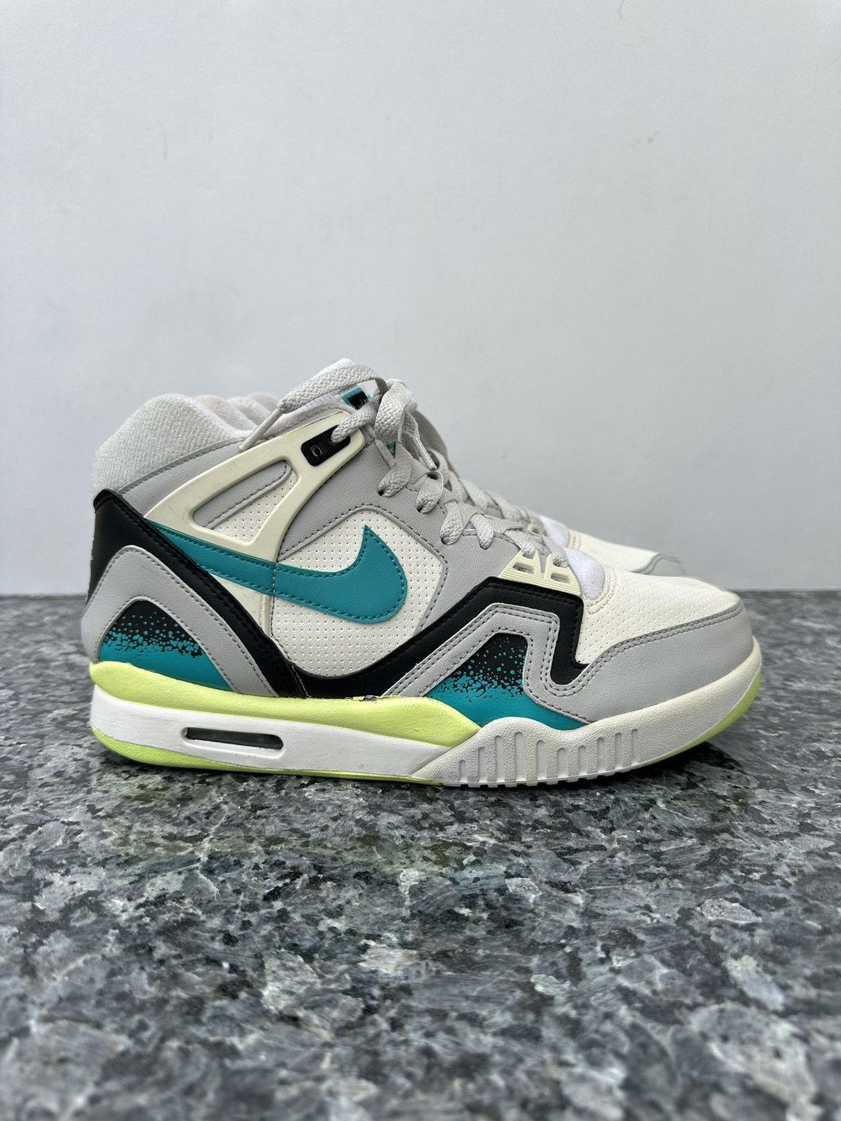 image of Nike Air Tech Challenge 2 White Turbo Green Neutral Grey Shoes, Men's (Size 8)