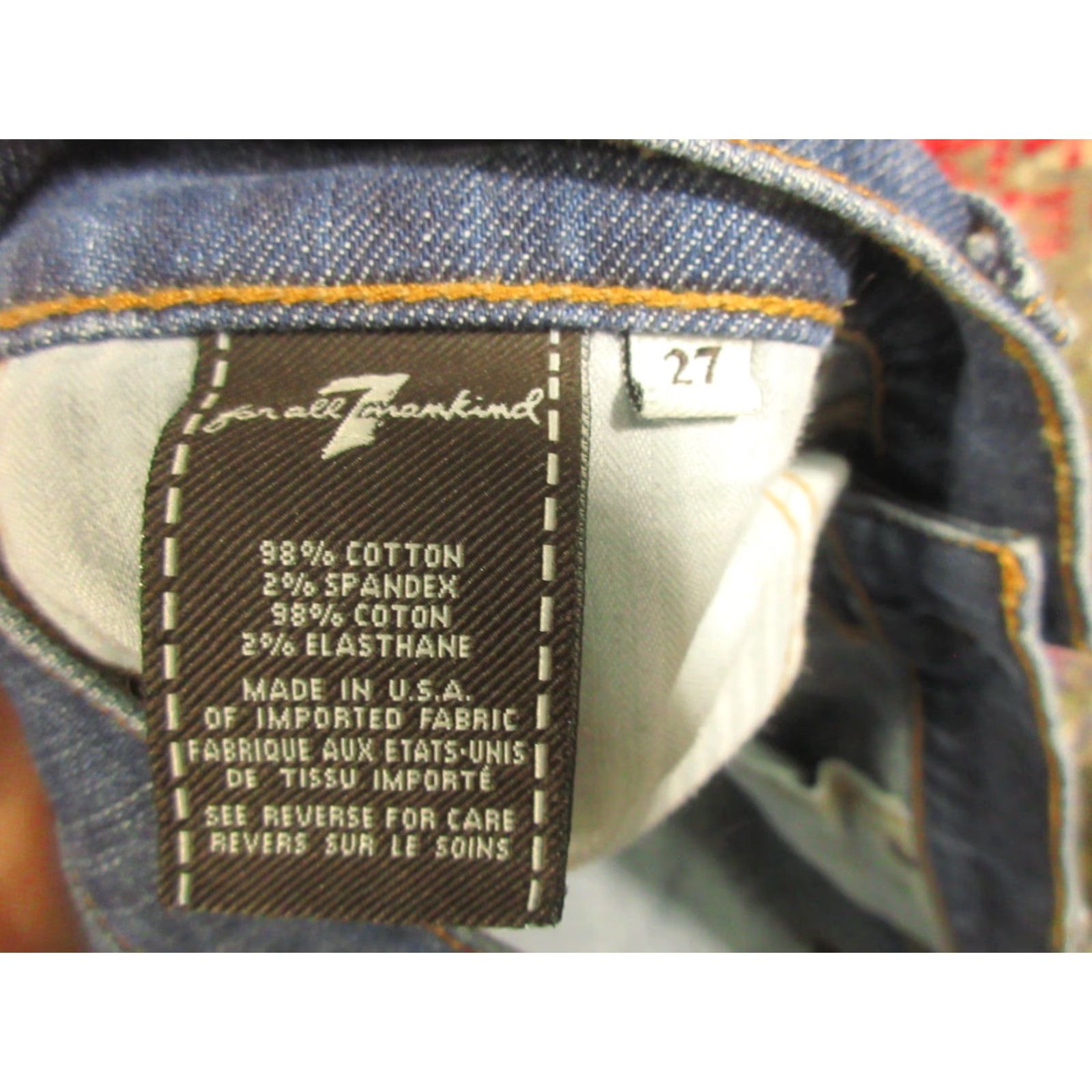 7 For All Mankind VINTAGE 7 For All Mankind Jeans Womens Slim Low Rise 27x29 Blue Roxanne Stretch Tapered 5-Pocket Denim Size 27" / US 4 / IT 40 - 4 Thumbnail