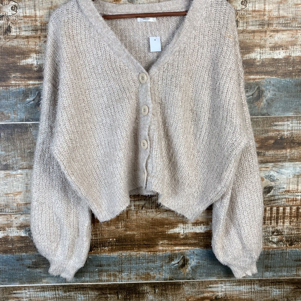 Vintage DL Apres Jour fur shaggy mohair Cardigan Knitwear #C1080 Size M / US 6-8 / IT 42-44 - 3 Thumbnail