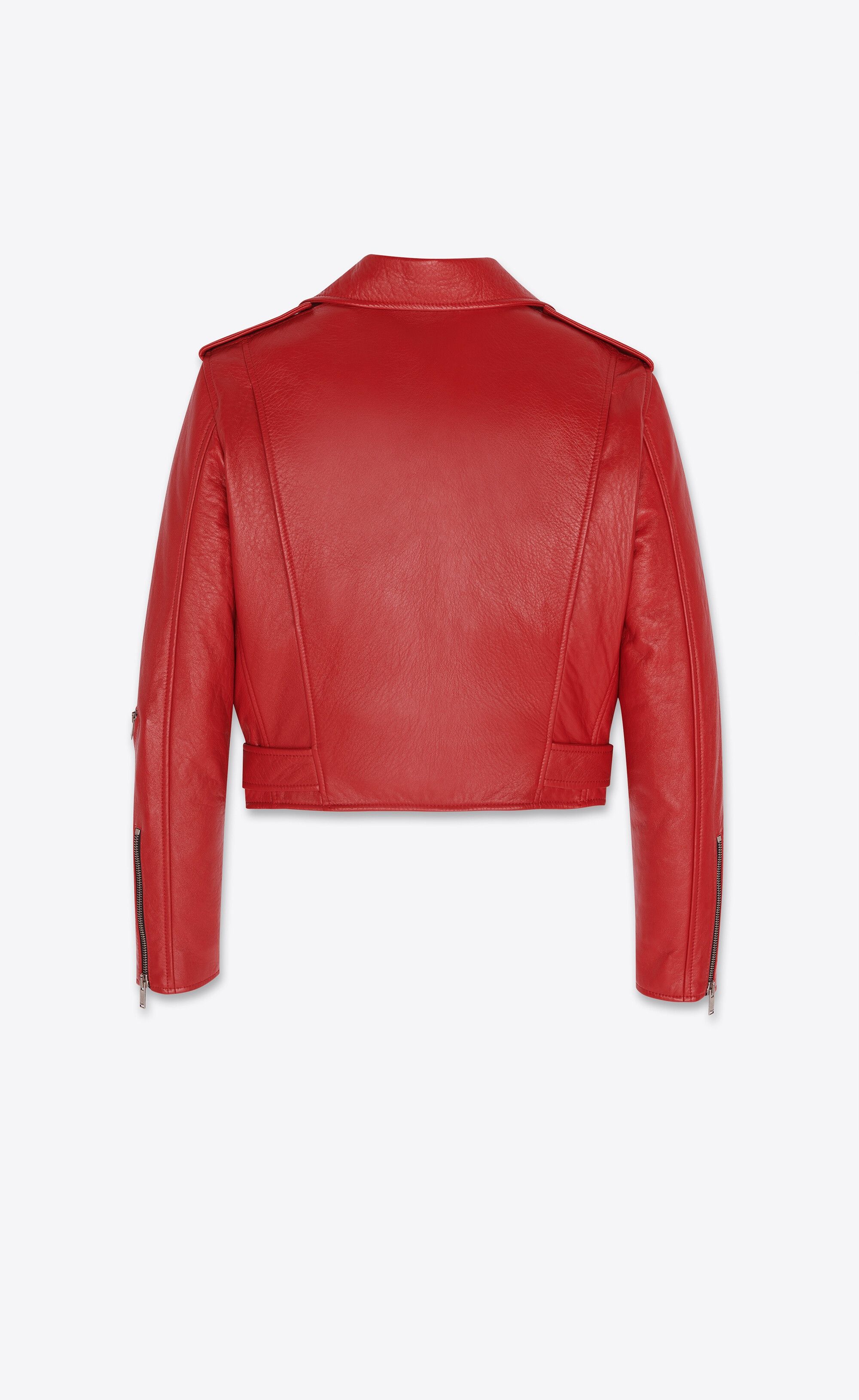 Saint Laurent Paris o1s1wg110225 693018 Motorcycle Jacket in Lambskin in Red Size XS / US 0-2 / IT 36-38 - 2 Thumbnail