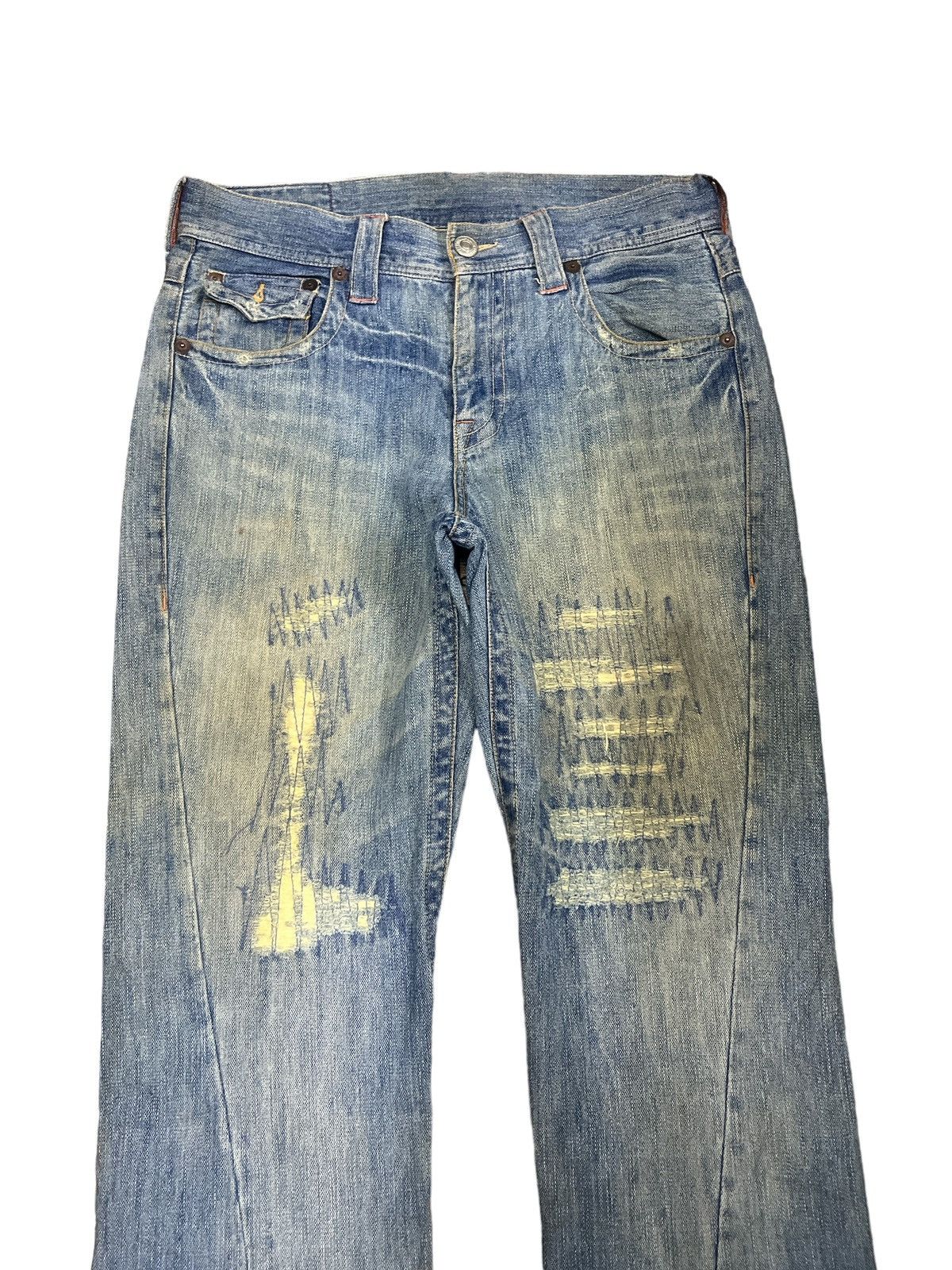 Designer × Hysteric Glamour × Japanese Brand FLARED🔥BIG BILL RIPPED DISTRESSED DENIM PANT Size US 32 / EU 48 - 3 Thumbnail