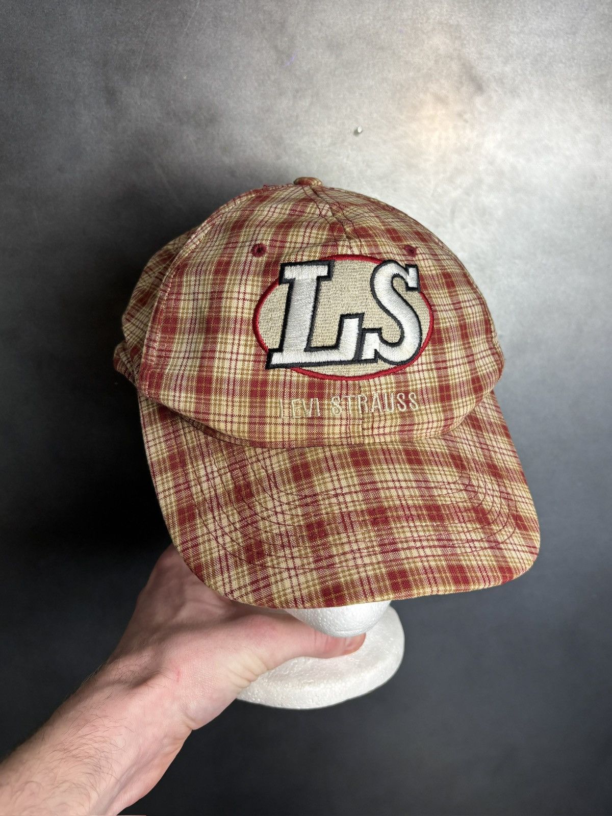 Levi's 1990s Levi's Cap 90s Vintage Plaid Baseball Hat Snapback Red Size ONE SIZE - 12 Thumbnail