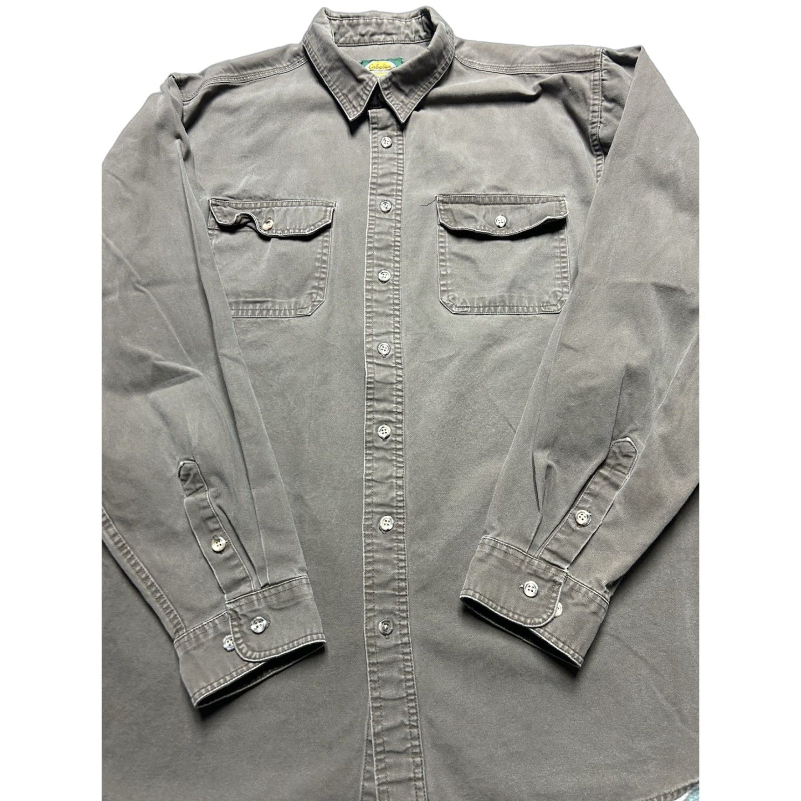 Vintage VINTAGE Cabela's Long Sleeve Button Shirt Canvas Cotton Tan Brown XL Tall Shirt Mens Brown Canvas Cotton Button-Up Size US XL / EU 56 / 4 - 1 Thumbnail