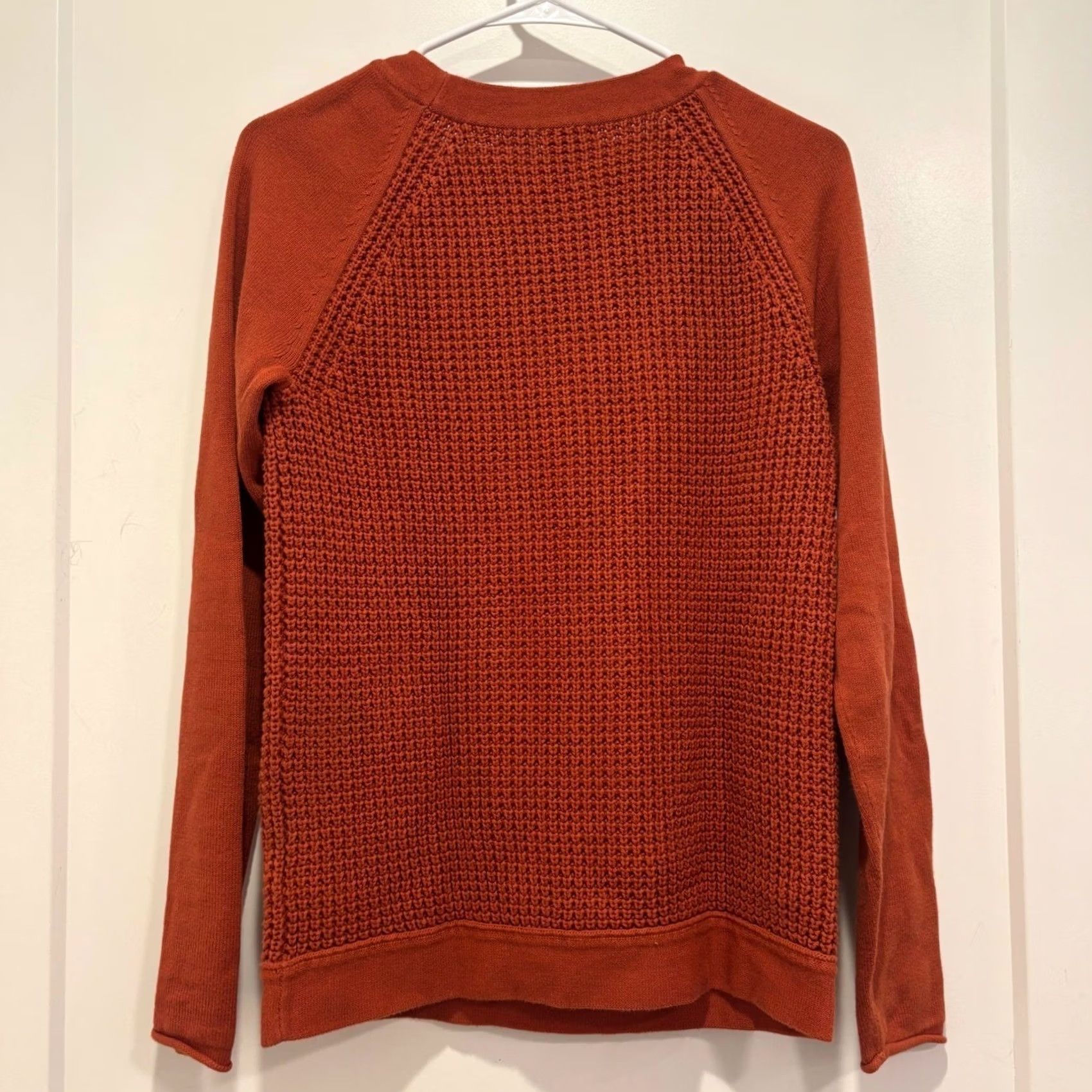 J.Crew J.Crew Womens Orange Cotton Textured Knit Raglan Sweater Small Size S / US 4 / IT 40 - 3 Thumbnail