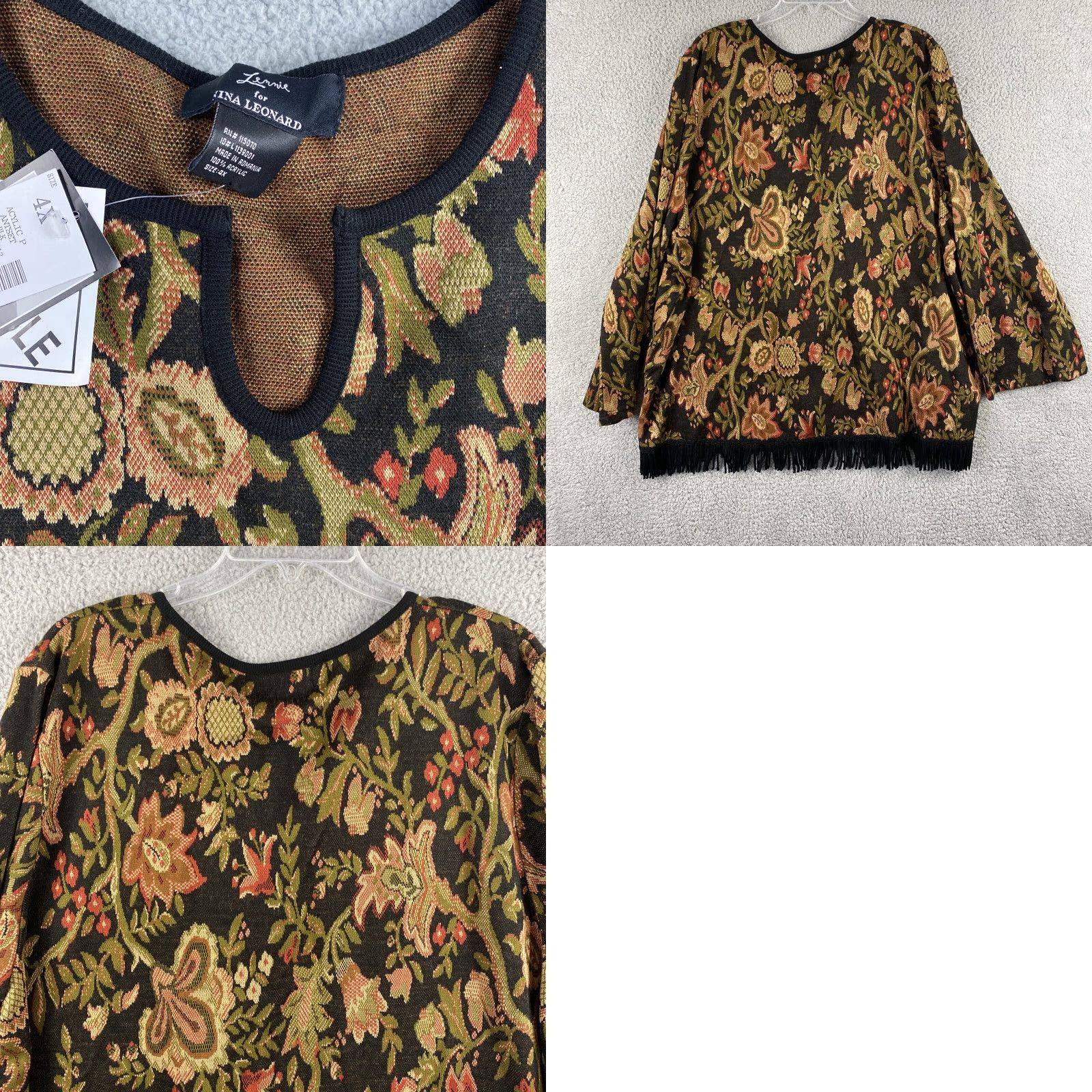 Eddie Bauer Nina Leonard Women Sweater 4XL Multicolor Flowery Long Sleeve Pullover Lightweight Knit Womens Size XXL / US 16-18 / IT 52-54 - 8 Thumbnail