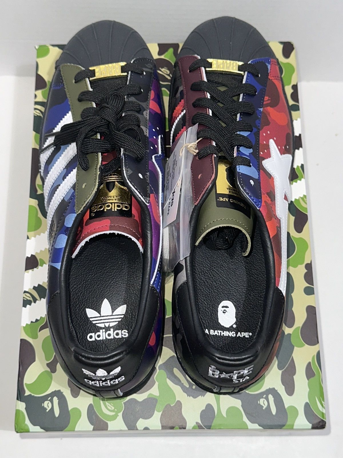 Adidas × Bape RARE! BAPE X Adidas ABC Crazy Camo Superstar 80s DS US11 Size US 11 / EU 44 - 6 Thumbnail