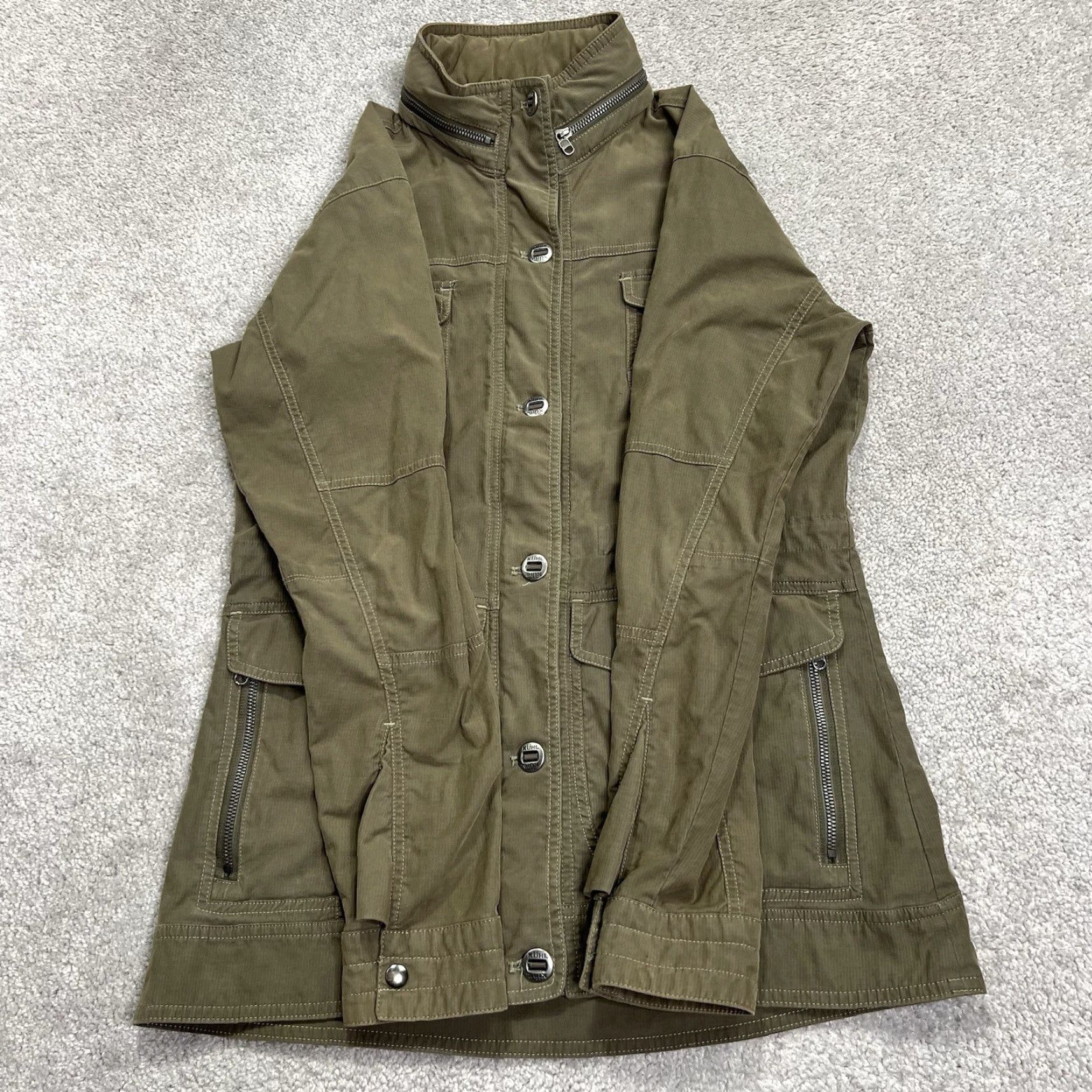 Vintage Kuhl Womens Rekon Small Jacket Army Olive Green Hooded Full Zip Pockets Size S / US 4 / IT 40 - 4 Thumbnail