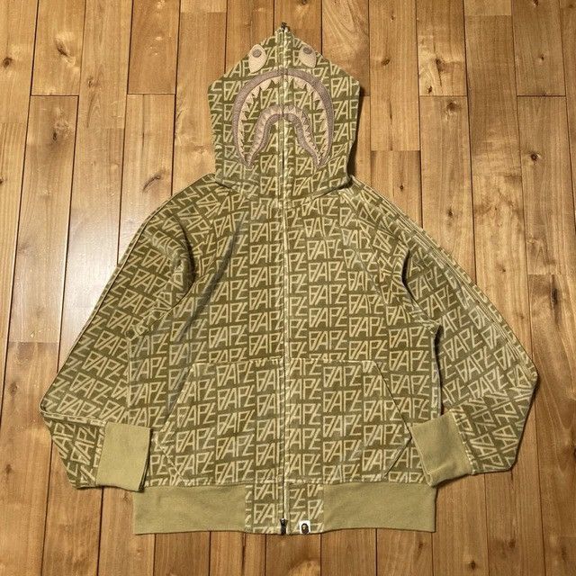 Bape BAPE Logo Monogram Velour Shark Full Zip Hoodie APE Size US S / EU 44-46 / 1 - 2 Thumbnail