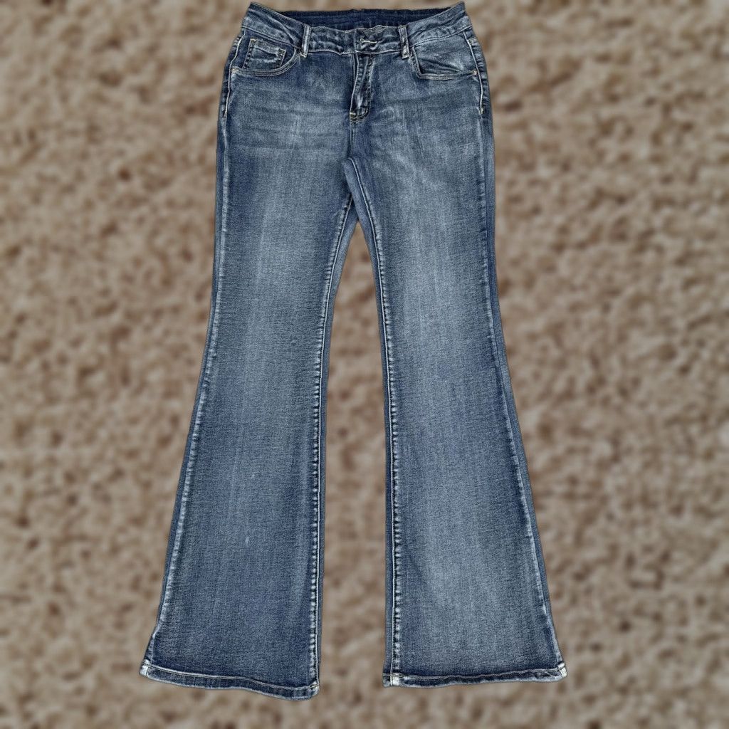 Shein SheIn Flare Jeans Womens 6 Blue Med Wash Mid Rise Regular Fit Denim 26x30 Jeans Size 28" / US 6 / IT 42 - 1 Thumbnail