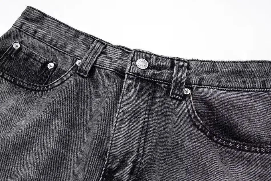 Japanese Brand Black Washed Damage Baggy jeans Size US 32 / EU 48 - 4 Thumbnail