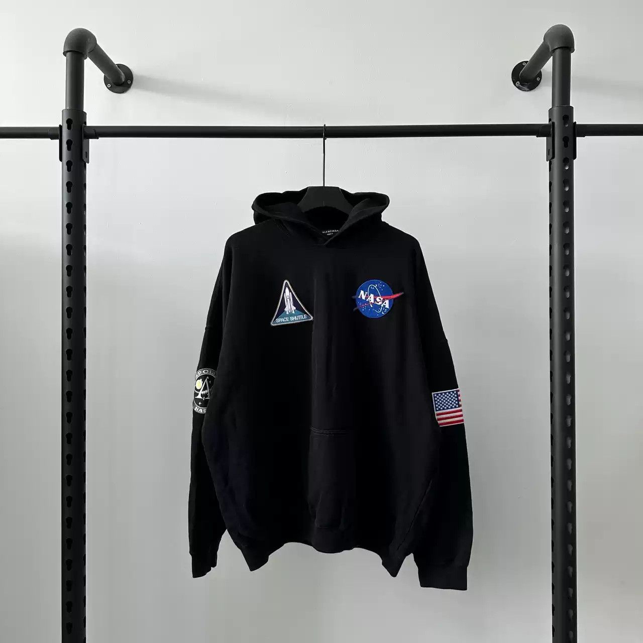 Balenciaga FW21 NASA Co branded Patch Embroidered Hoodie