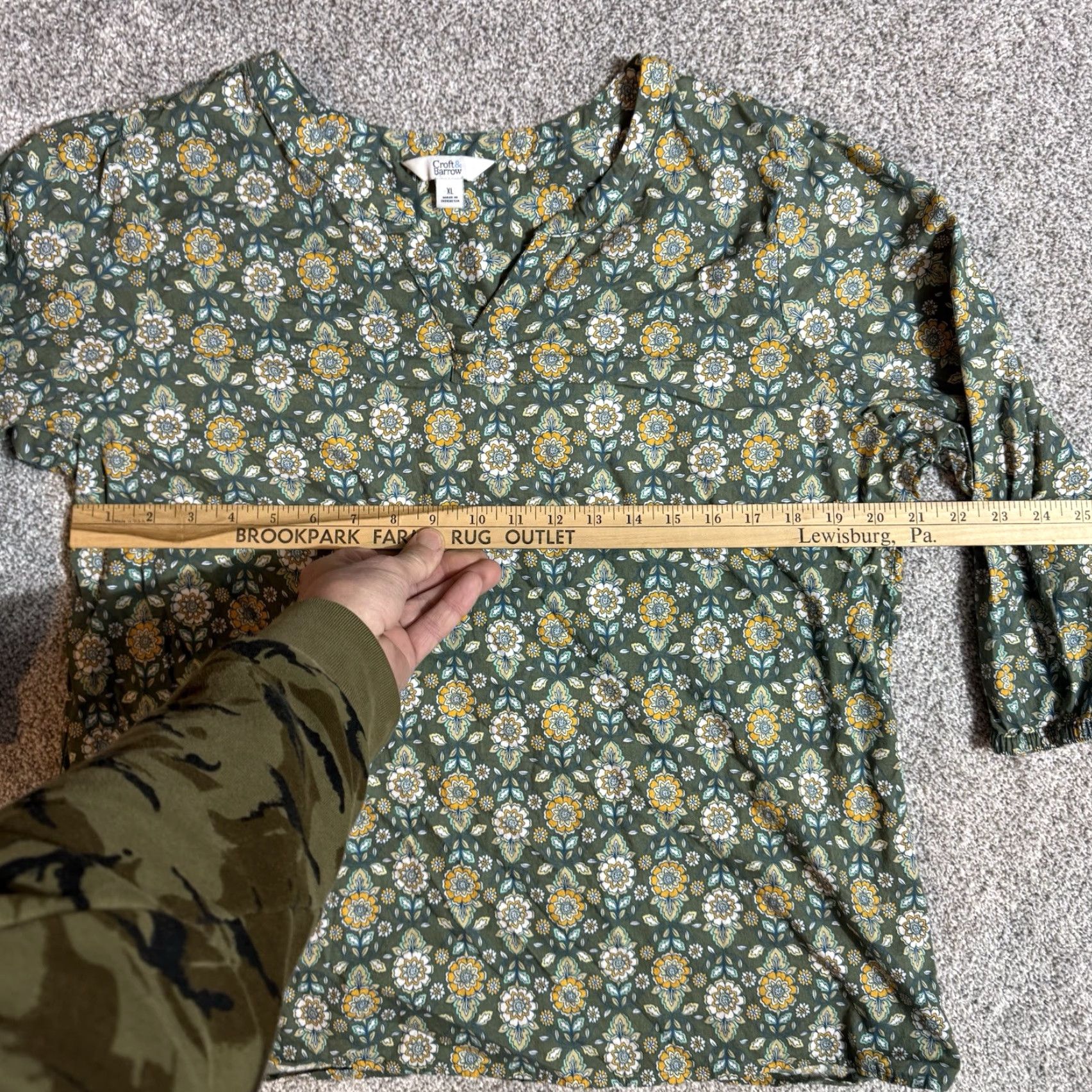 Vintage VINTAGE Boho Top Womens XL Lagenlook Cottagecore Floral Peasant Flowy Romantic Paisley Shirt Women XL Green 100% Cotton Size XL / US 12-14 / IT 48-50 - 3 Thumbnail