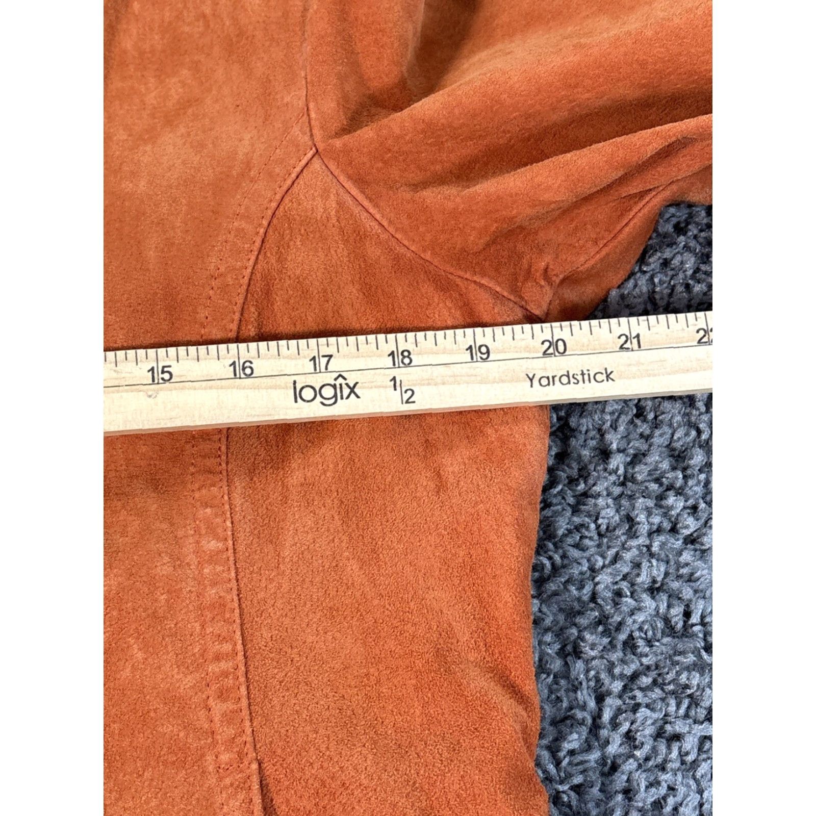 Vintage VINTAGE Prosper & Devine Leather Jacket Womens Large Orange Ruffle Front Button Ladies L Orange Leather Ruffle Basic Jacket Size L / US 10 / IT 46 - 3 Thumbnail