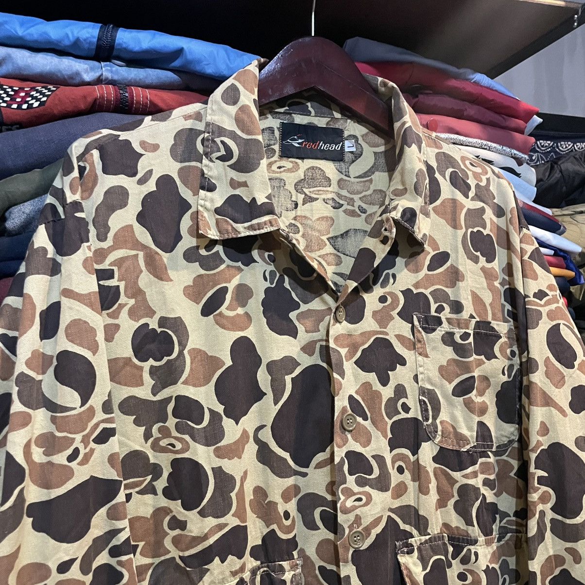 Vintage Vtg 80s Red Head Duck Camo Hunting Over Shirt Jacket Size US L / EU 52-54 / 3 - 3 Thumbnail