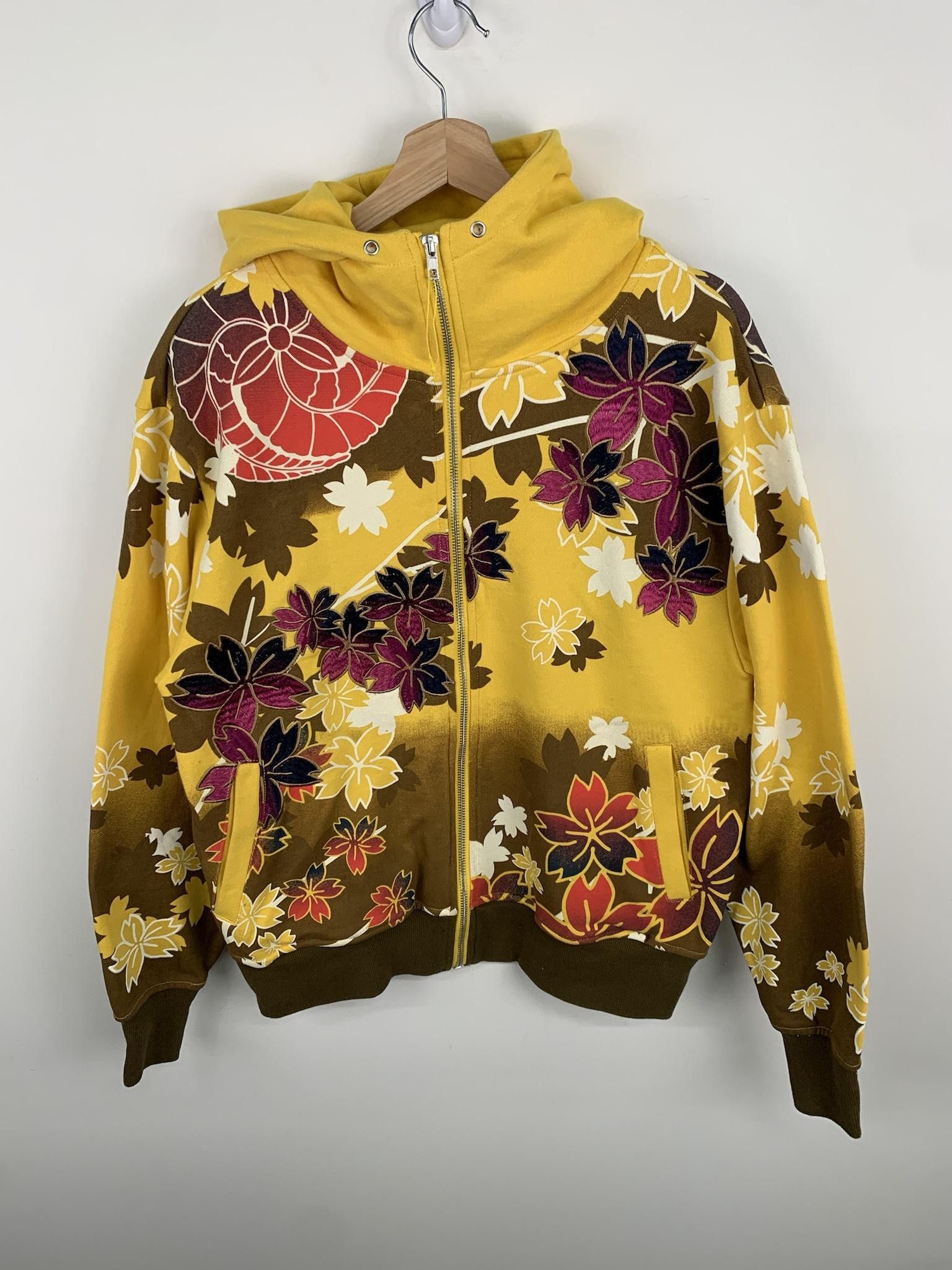 image of Oriental Brand Sakura Floral Hoodie in Yellow, Men's (Size Medium)