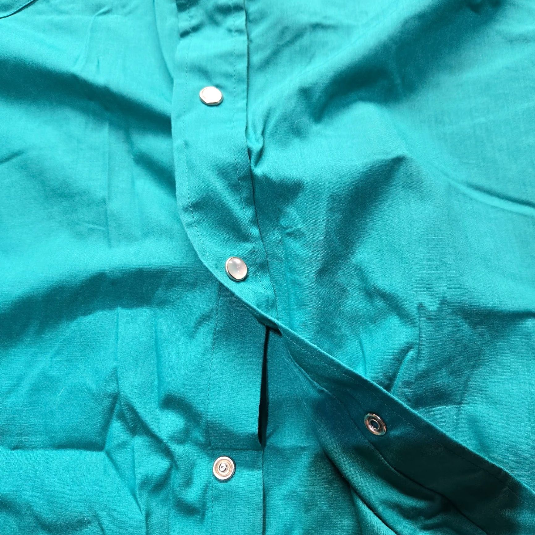 Vintage VINTAGE High Noon Shirt Button-Up Teal 2XL Casual Western Rockabilly Cowboy 80s 90s Mens Size US XXL / EU 58 / 5 - 4 Thumbnail