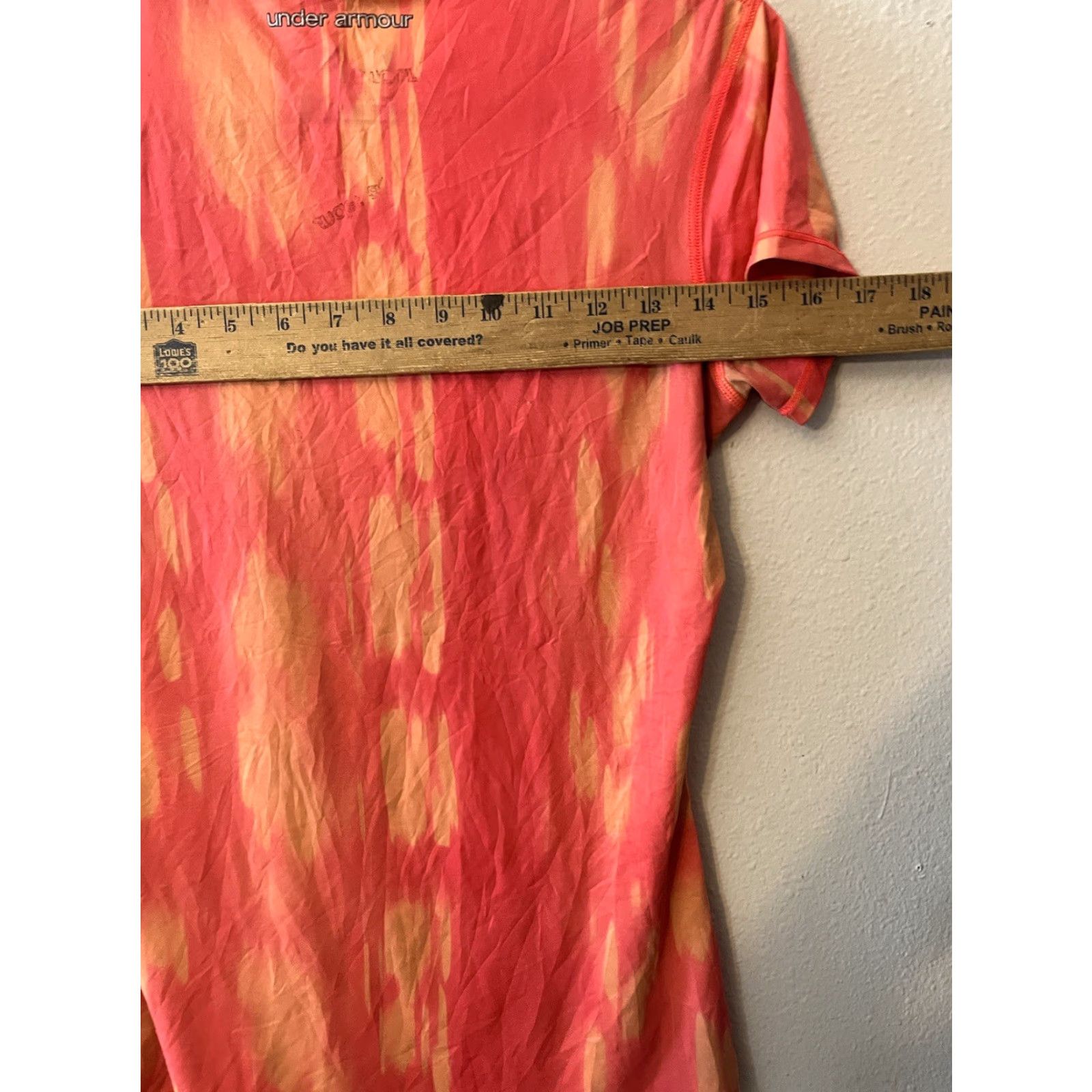 Under Armour Under Armour Women's Top Size XS Heat Gear Fitted Orange Yellow Watercolors Size XS / US 0-2 / IT 36-38 - 5 Thumbnail