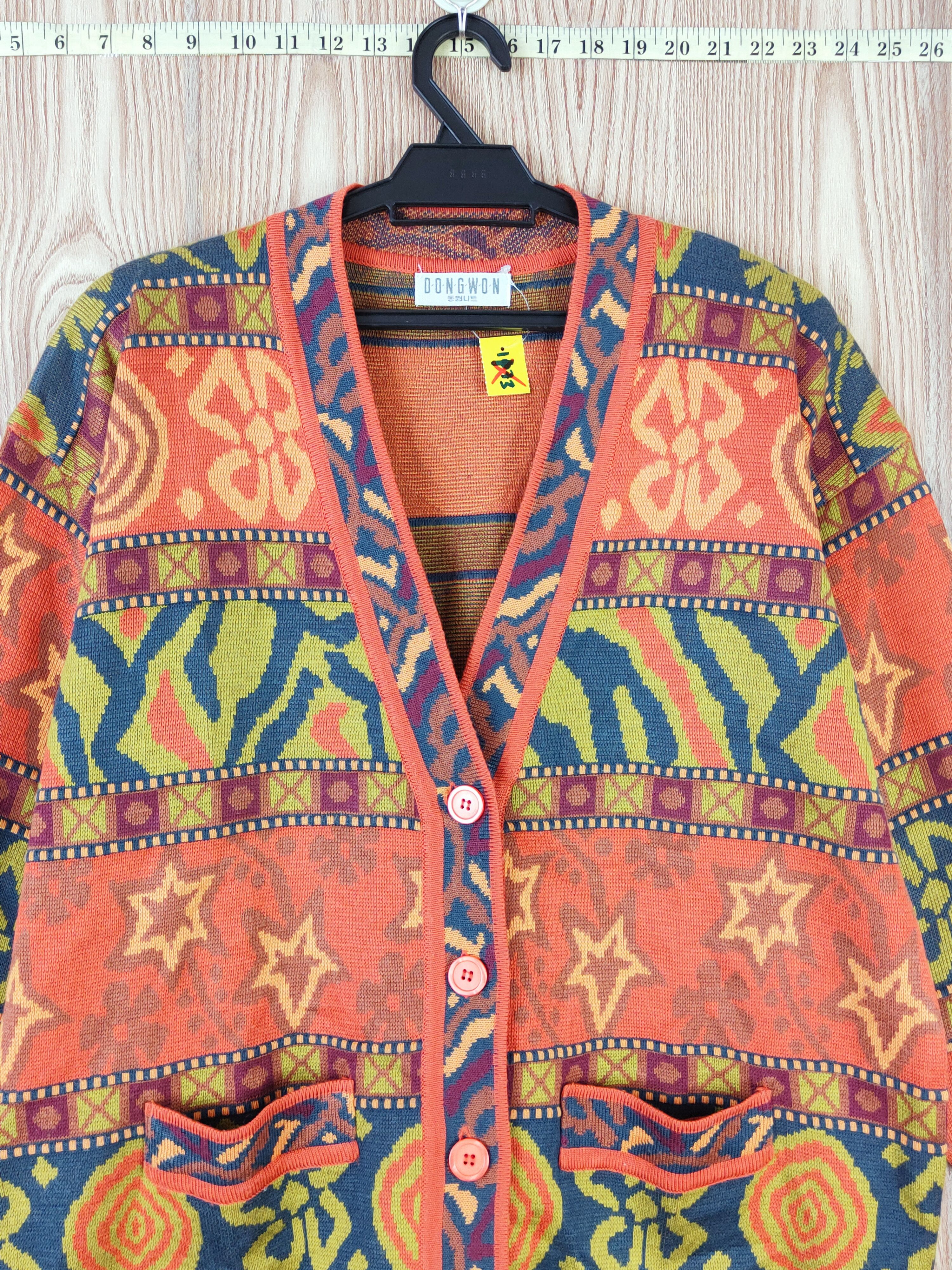 Vintage Dongwon Orange art Knitwear Cardigan #W746 Size US L / EU 52-54 / 3 - 2 Thumbnail