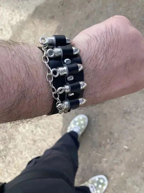 Other Bullet Shape Chain Link Leather Bracelet Size ONE SIZE - 1 Thumbnail