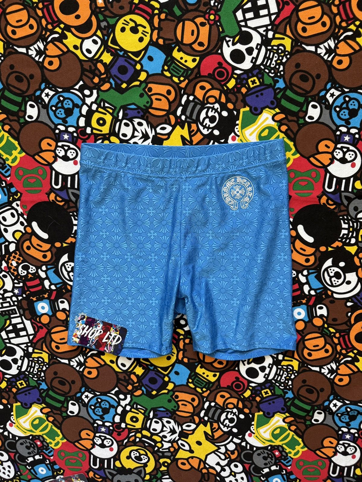 Chrome Hearts Chrome Hearts Womens Blue Monogram Biker Shorts Size 28" / US 6 / IT 42 - 1 Thumbnail
