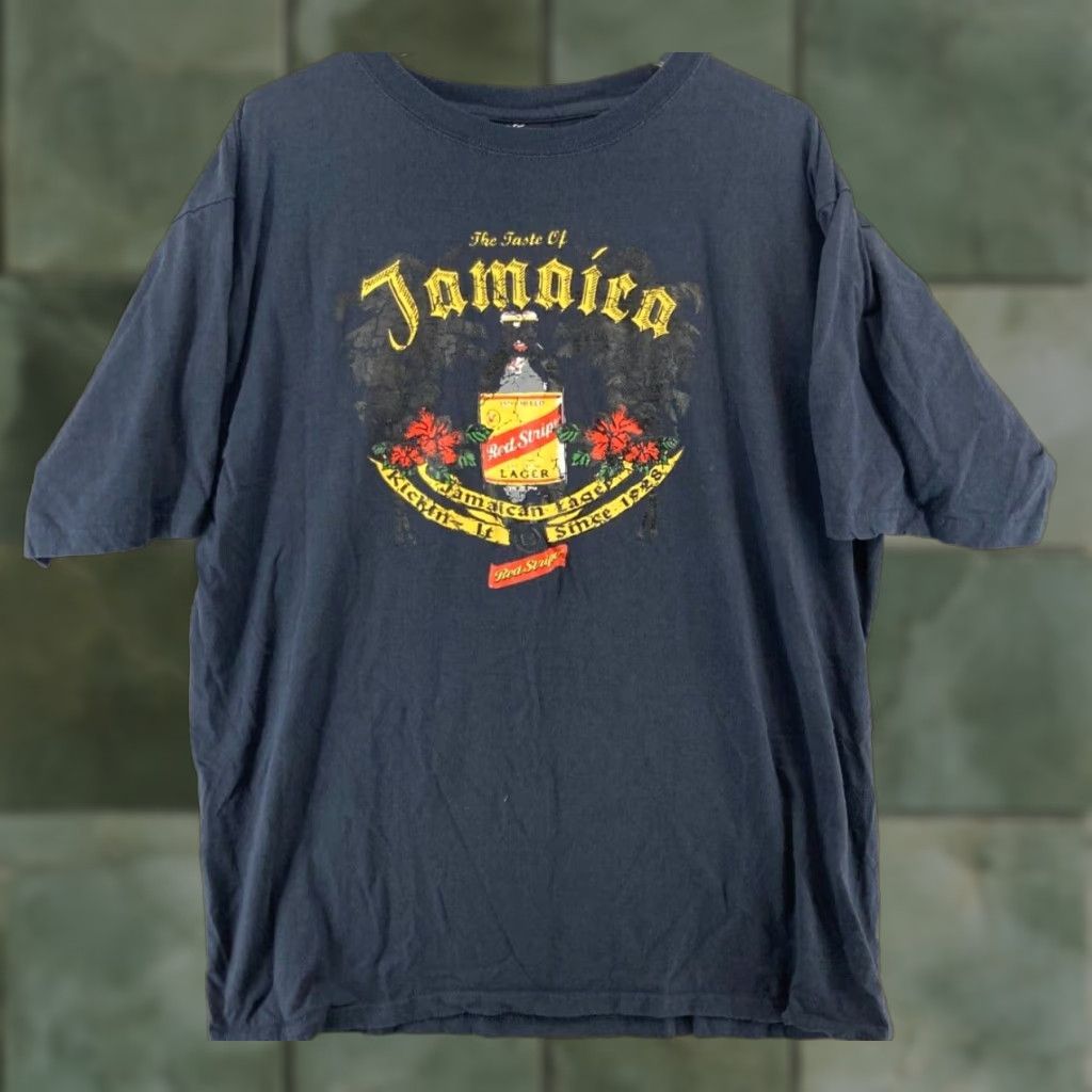 Vintage Caribbean Vacation Shirt 2XL Black Graphic Print Short Sleeve Crew Neck Cotton T-Shirt Jamaica Beer Classic Mens Size US XXL / EU 58 / 5 - 1 Thumbnail
