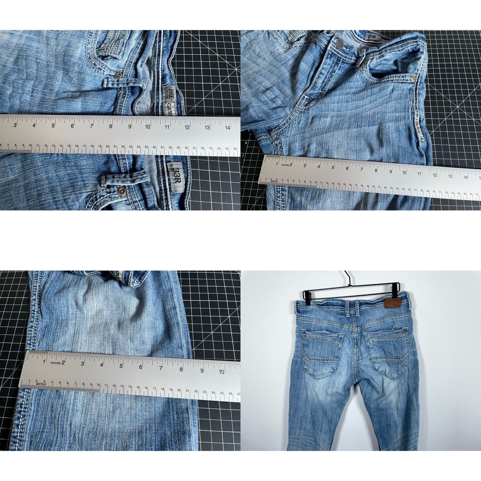 Vintage VINTAGE Buckle BKE Carter Jeans Denim Straight Leg 34 x 30 Men’s 33R Low Rise 90s Hipster Grunge Blue Regular Fit Mens Size US 33 - 8 Thumbnail