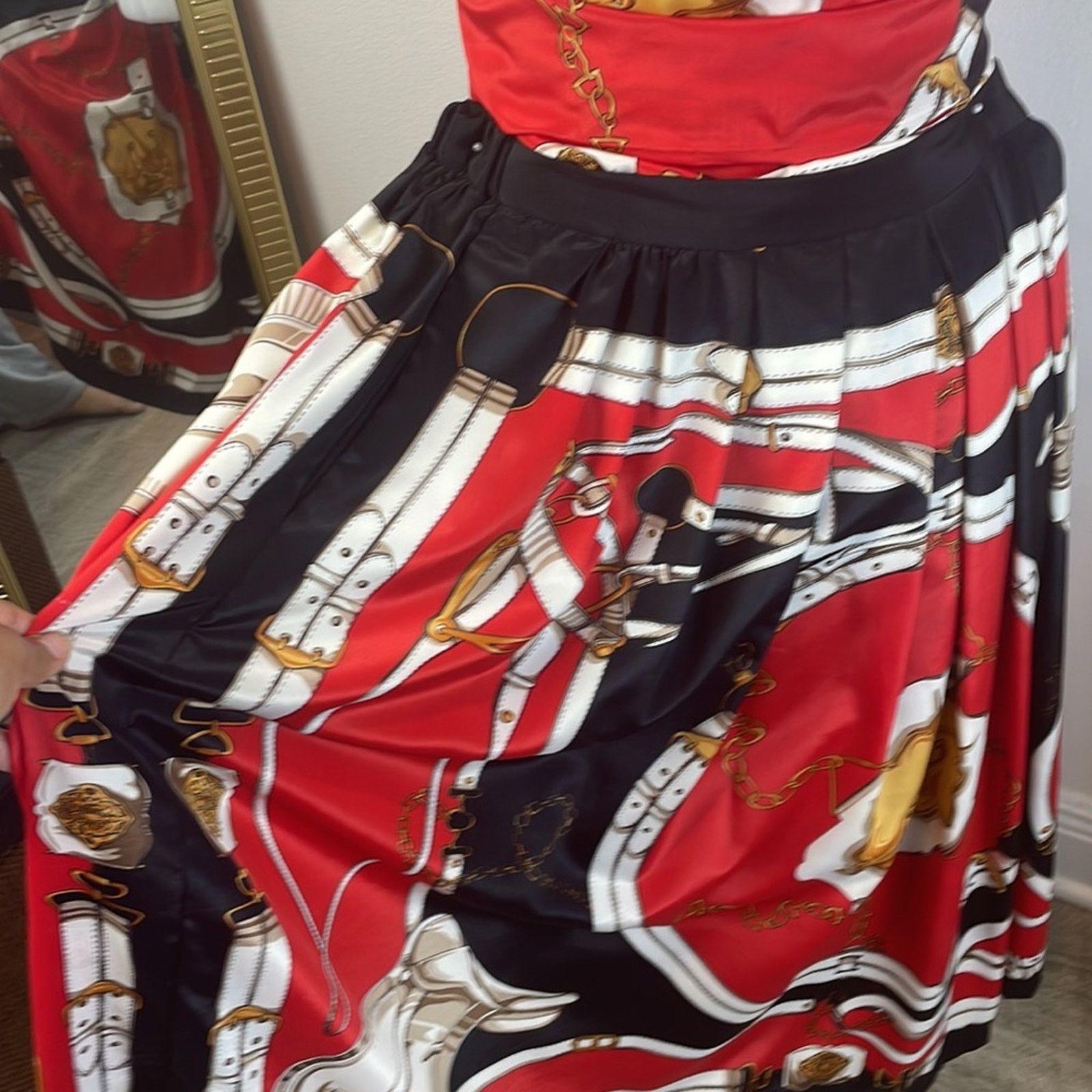 Other Vintage Anthony Sicari Equestrian Scarf Matching Skirt Set Size 32" / US 10 / IT 46 - 3 Thumbnail