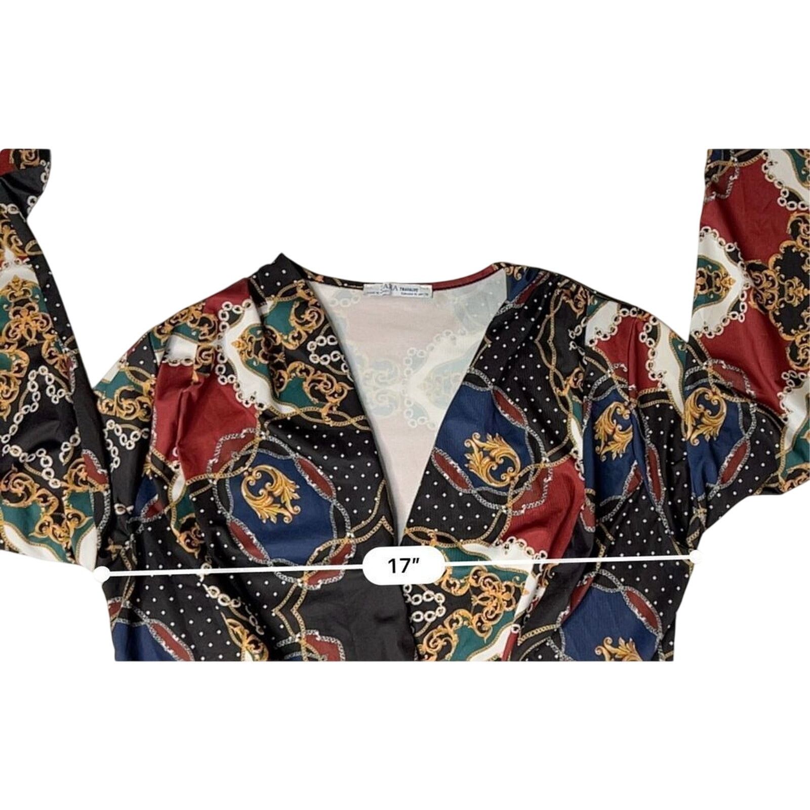 Zara Zara Nautical Wrap Bodysuit Top Blue Burgundy Chains MEDIUM Size M / US 6-8 / IT 42-44 - 8 Thumbnail