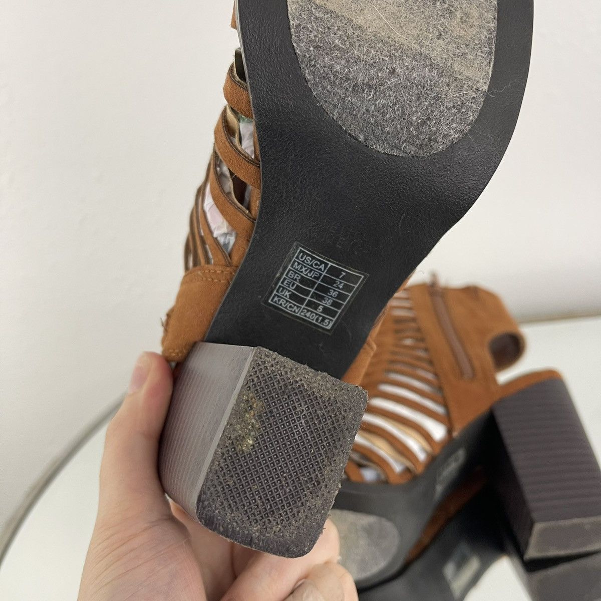 Forever 21 FOREVER 21 Light Brown Gladiator Ankle Sandal Block Heels Size US 7 / IT 37 - 13 Thumbnail