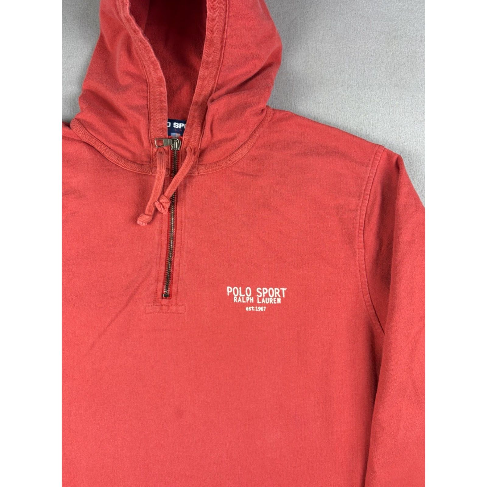 Vintage VINTAGE Polo Sport Ralph Lauren Hoodie Sweatshirt Red XL Men 90s Pullover Drawstring Logo Cotton Fleece Size US XL / EU 56 / 4 - 2 Thumbnail