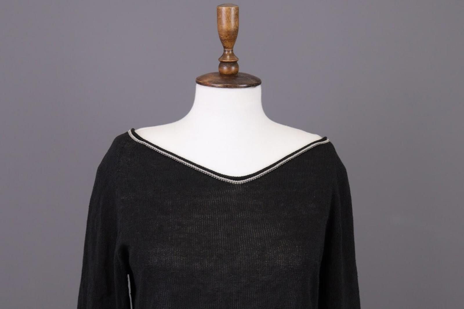 Designer Annette Gortz Black Lagenlook Linen Knit Sweater Size S Size S / US 4 / IT 40 - 4 Thumbnail