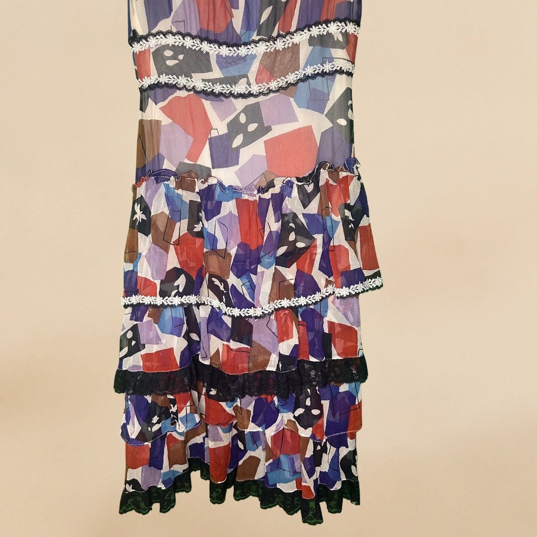 Boutique Moschino × Moschino × Vintage Moschino Archive Silk Boho Ruffle Dress Y2K Size 6 Size M / US 6-8 / IT 42-44 - 4 Thumbnail