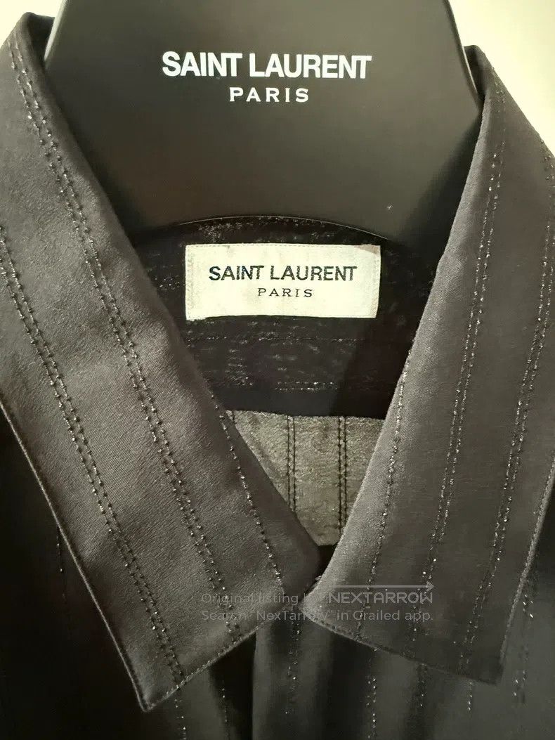Saint Laurent Paris Saint Laurent Paris Black Silver Thread Shirt Size US M / EU 48-50 / 2 - 7 Thumbnail