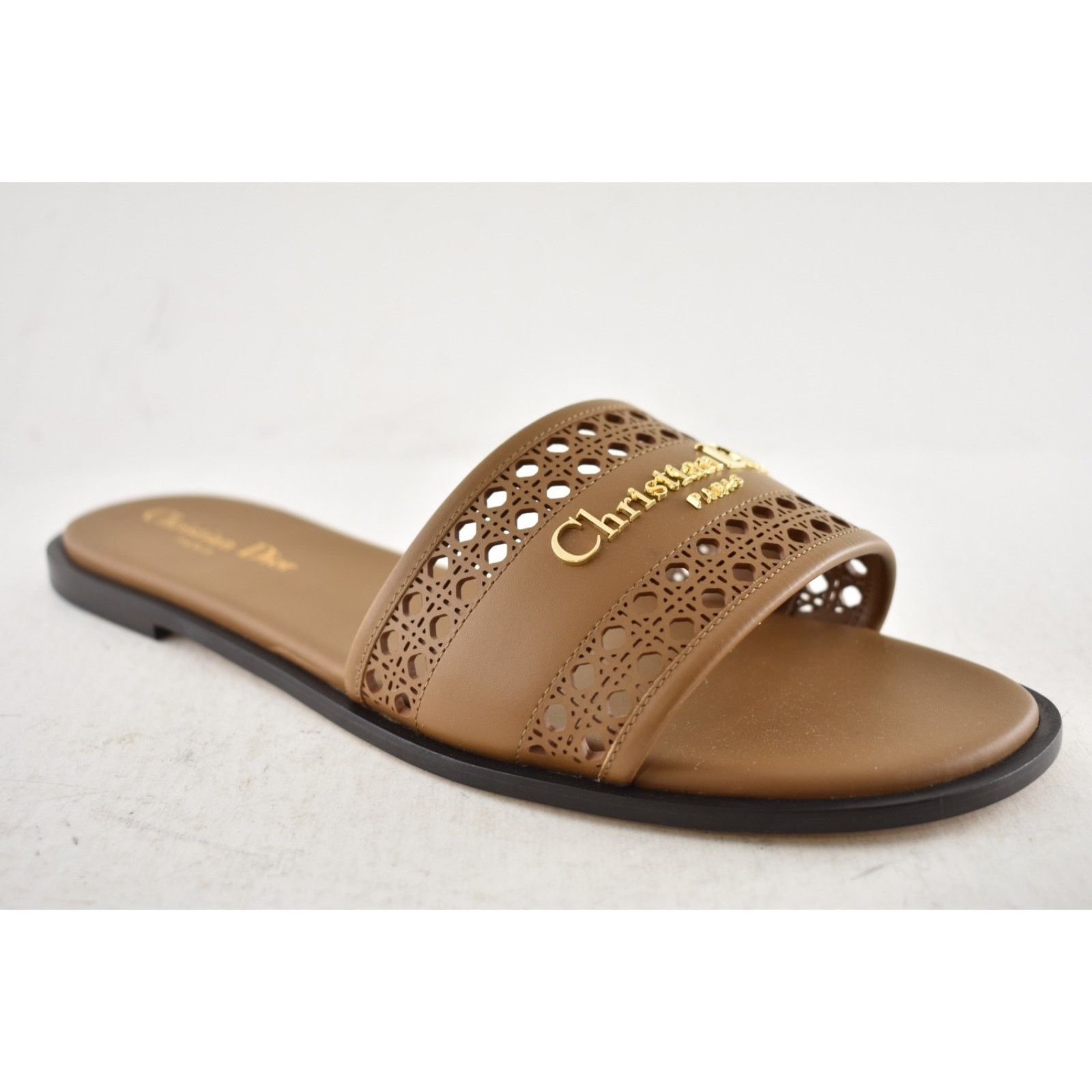 Dior Dior D-Lane Micro Cannage Chestnut Leather Slide Sandal 39 Size US 8 / IT 38 - 7 Thumbnail
